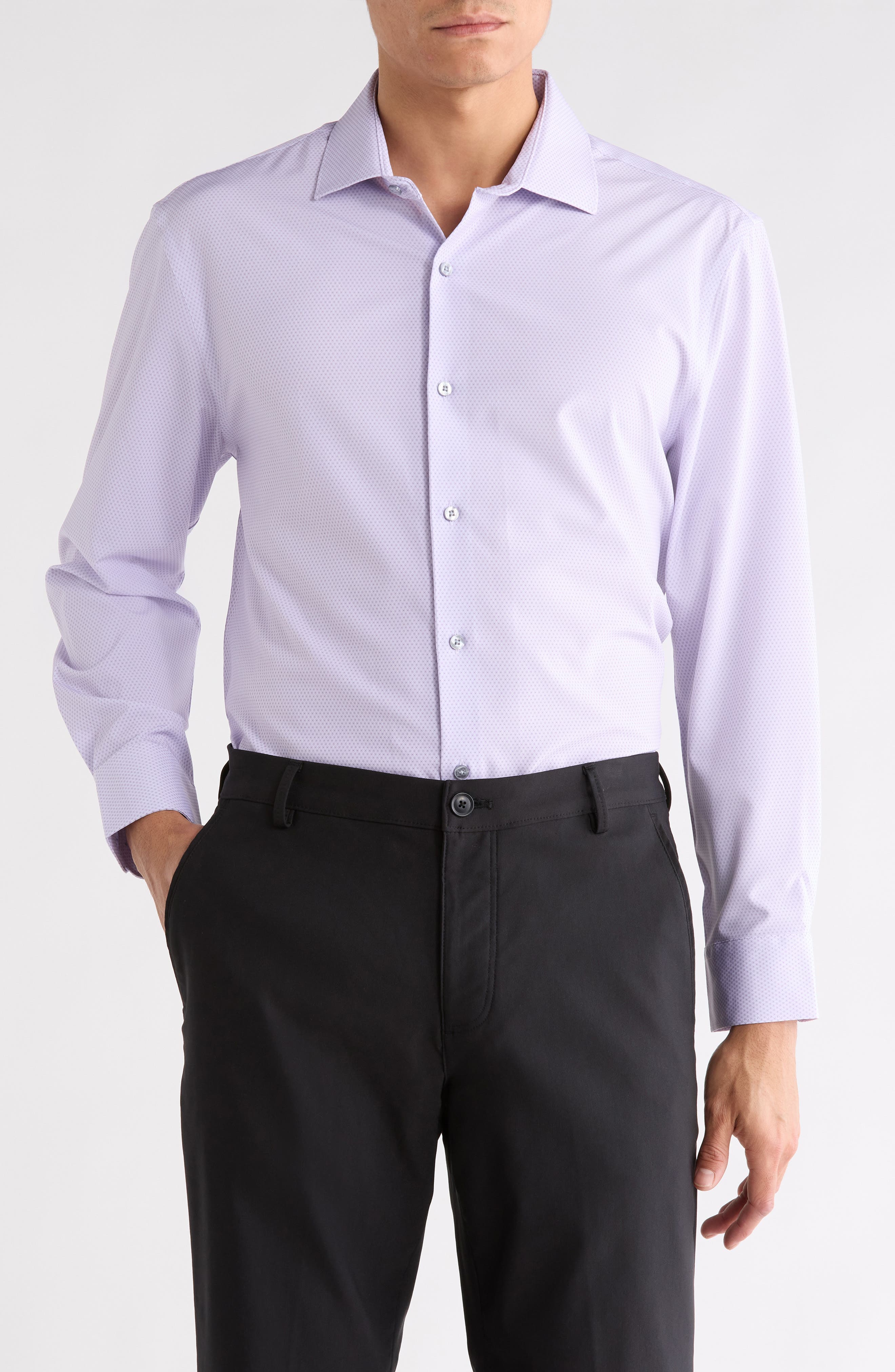 Slim Fit Geometric Print Performance Tech Dress Shirt - image 2