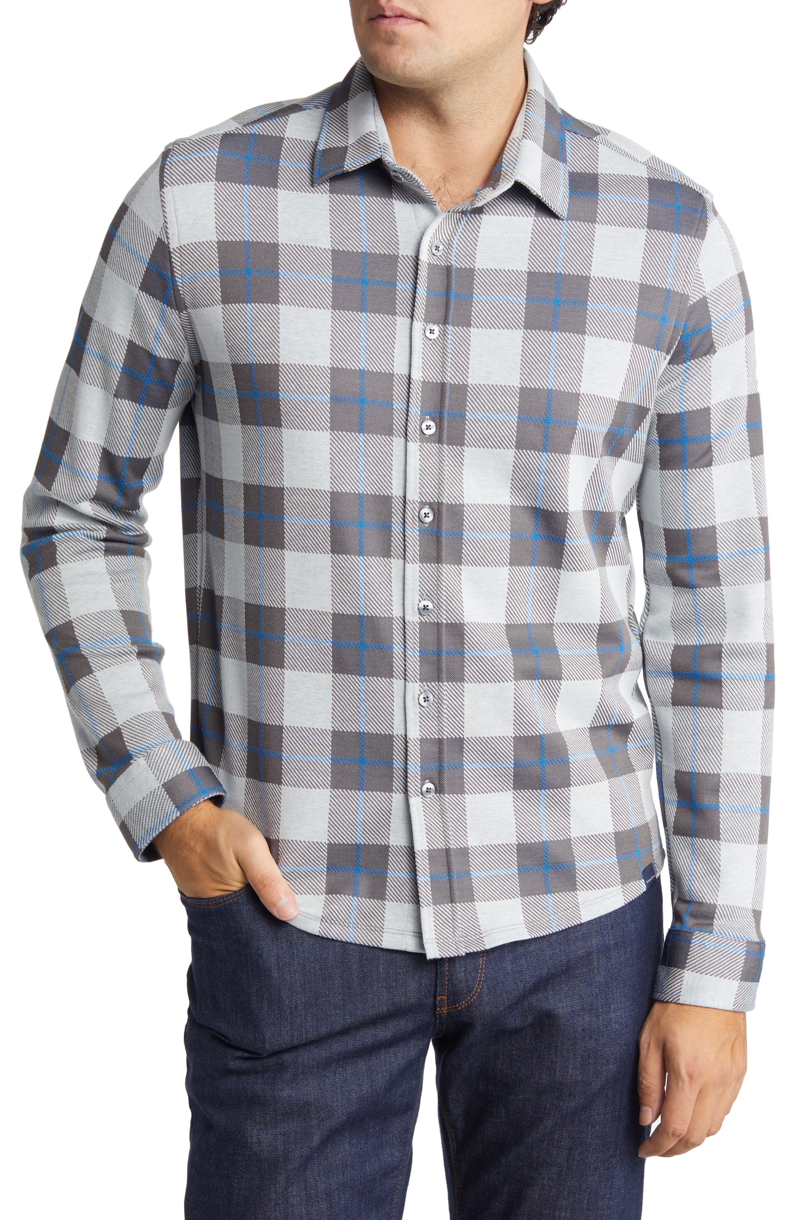 Men's Check Plaid Button-Up Shirt - image 1