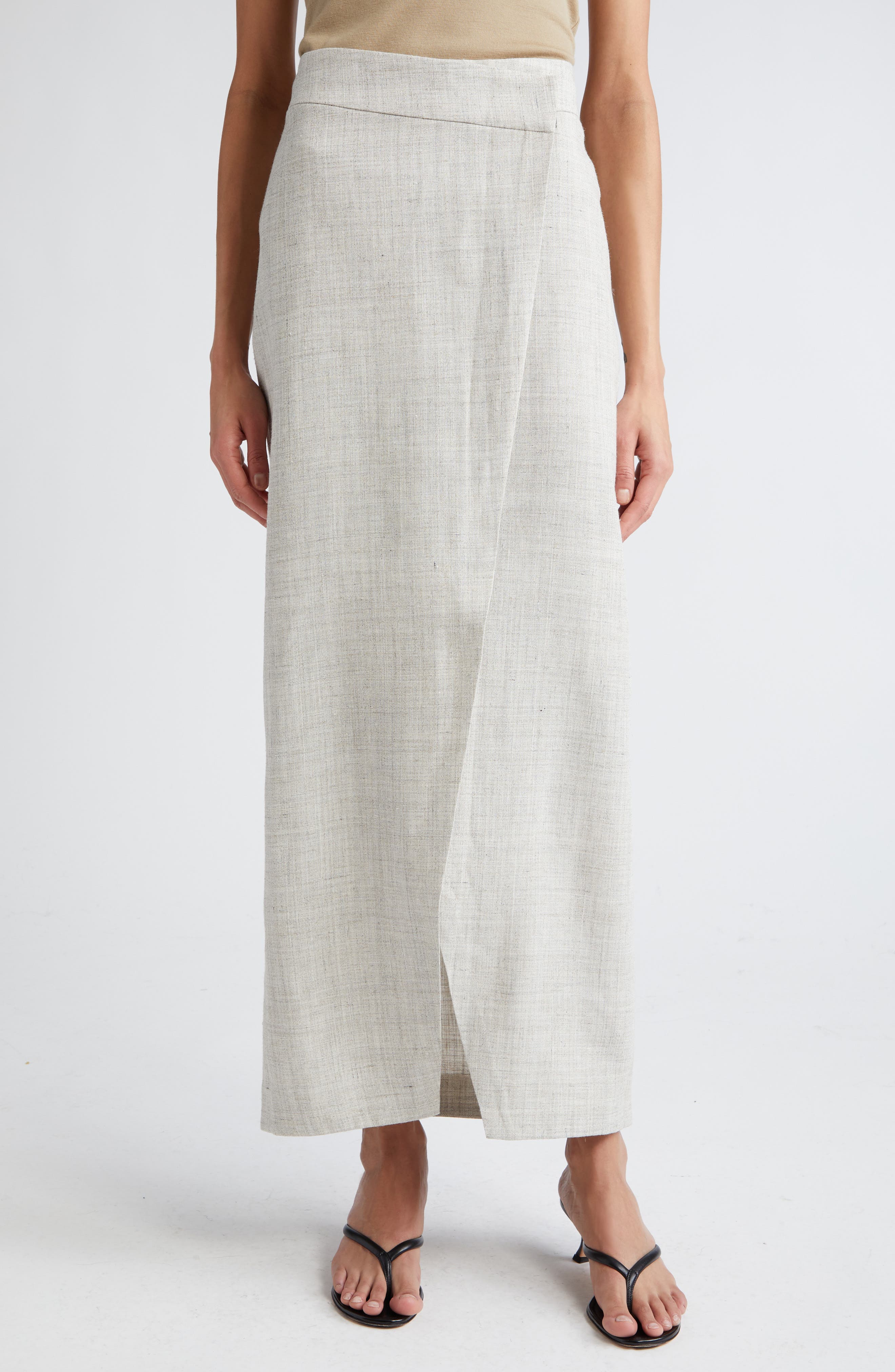 Overlap Asymmetric Slub Maxi Skirt