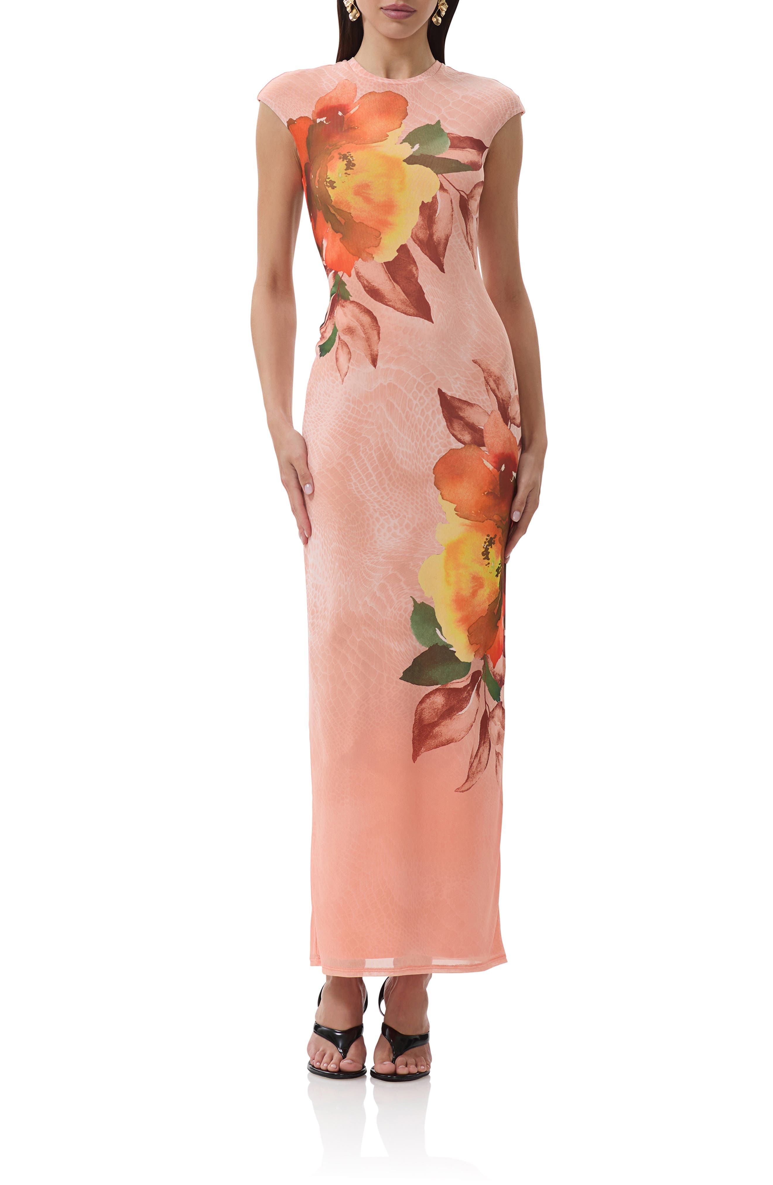 Cody Print Cap Sleeve Mesh Maxi Dress - image 1