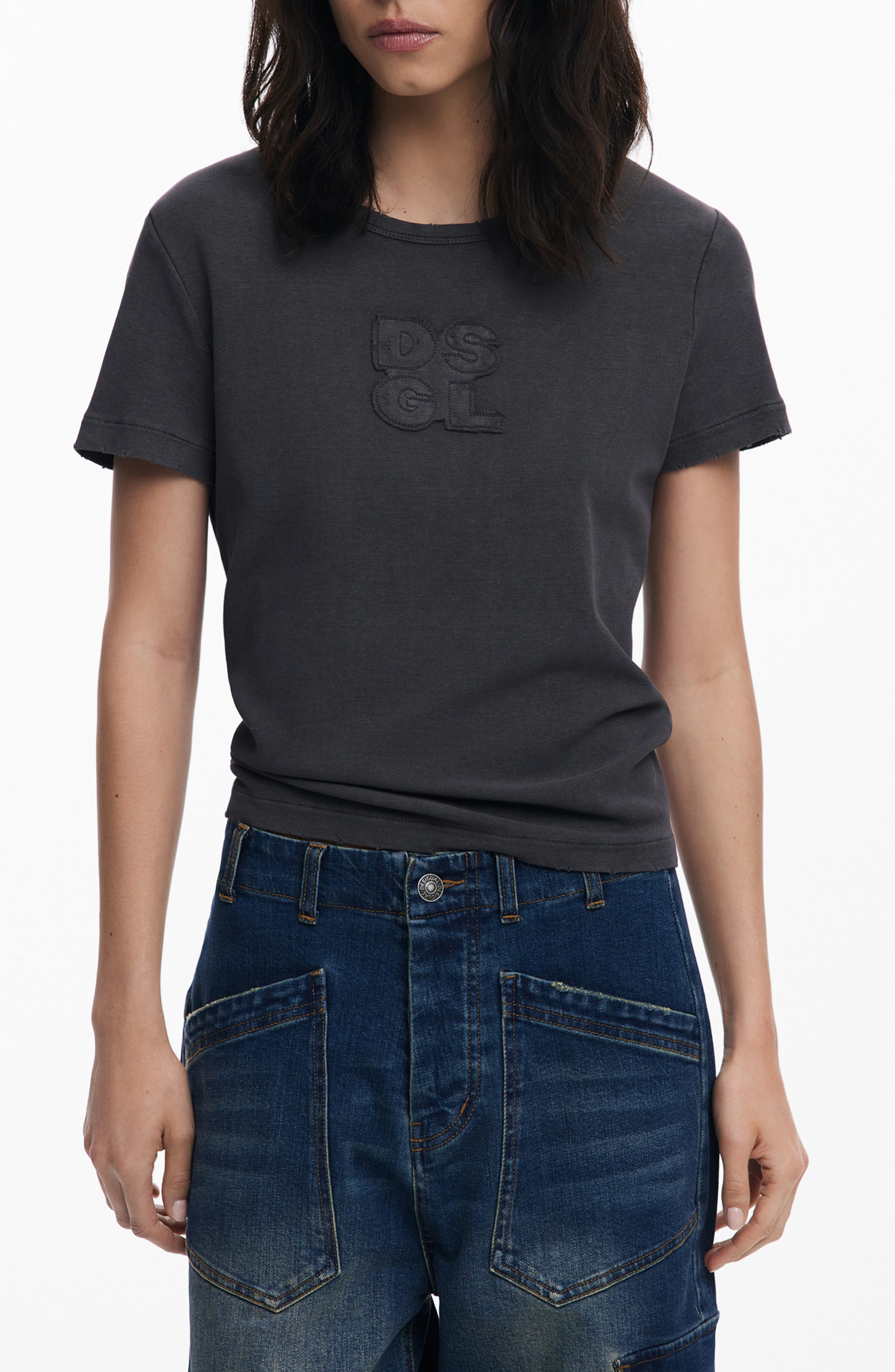 Logo Patch Stretch Cotton T-Shirt - image 1
