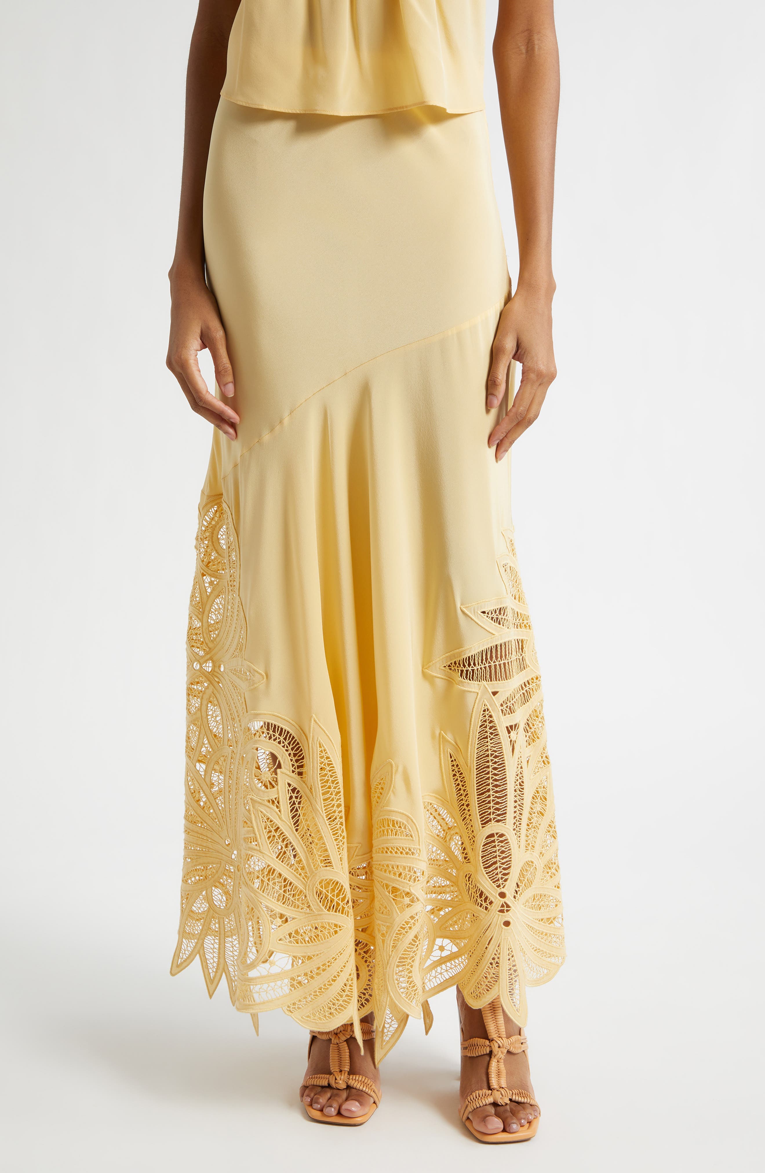 Oona Embroidered Silk Maxi Skirt - image 1