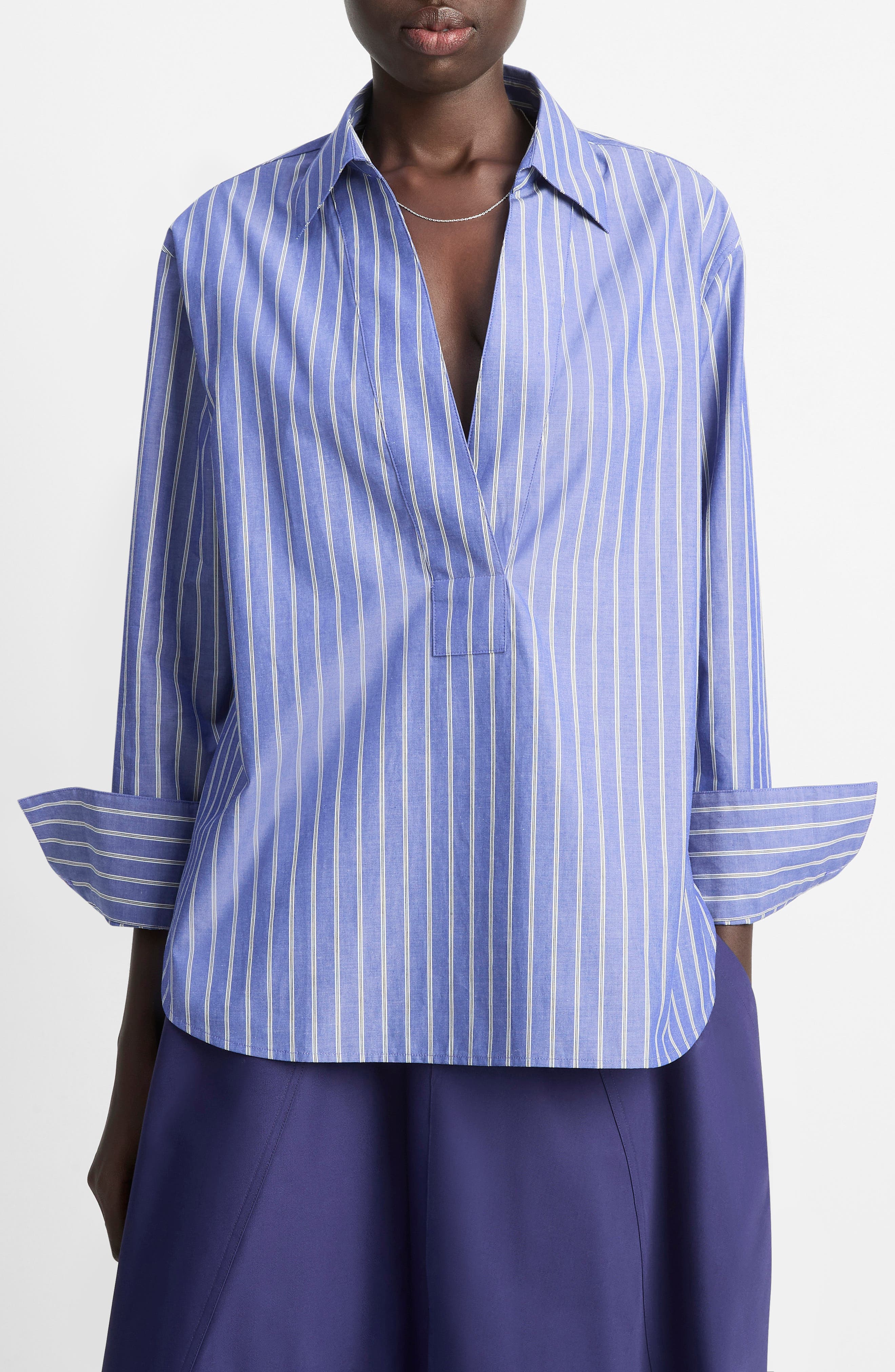 Stripe Relaxed Cotton Popover Shirt - image 1