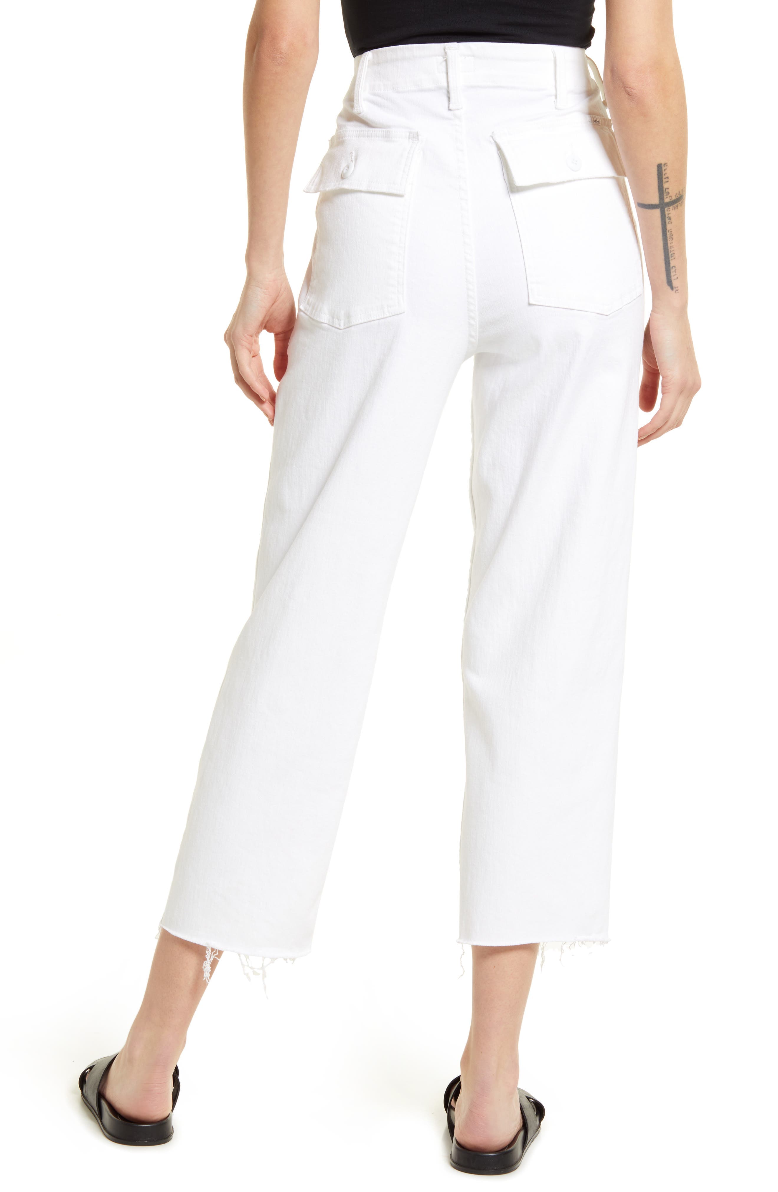 The Patch Pocket Private High Waist Frayed Ankle Straight Leg Jeans - image 2