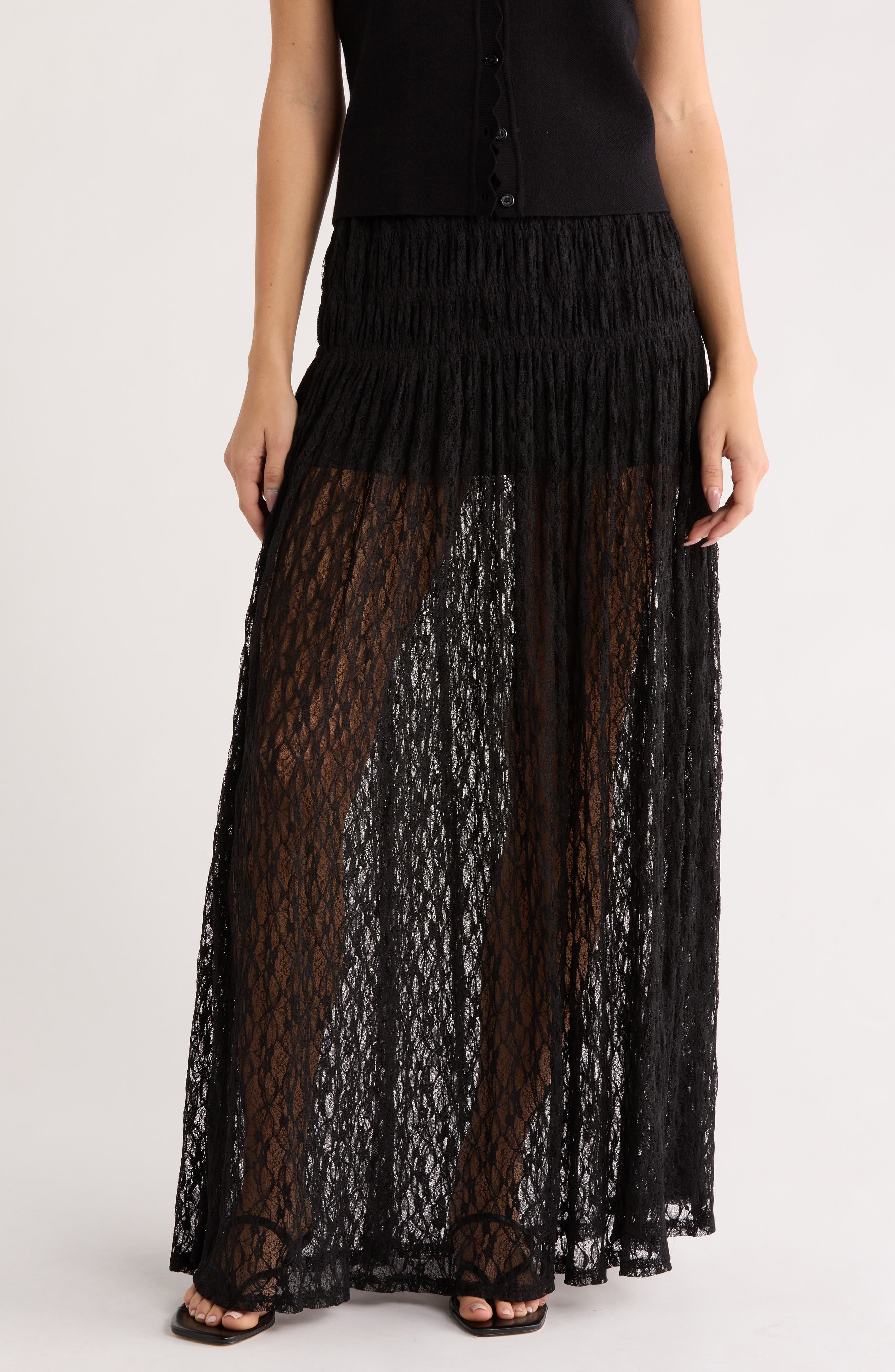 Floral Lace Maxi Skirt - image 1