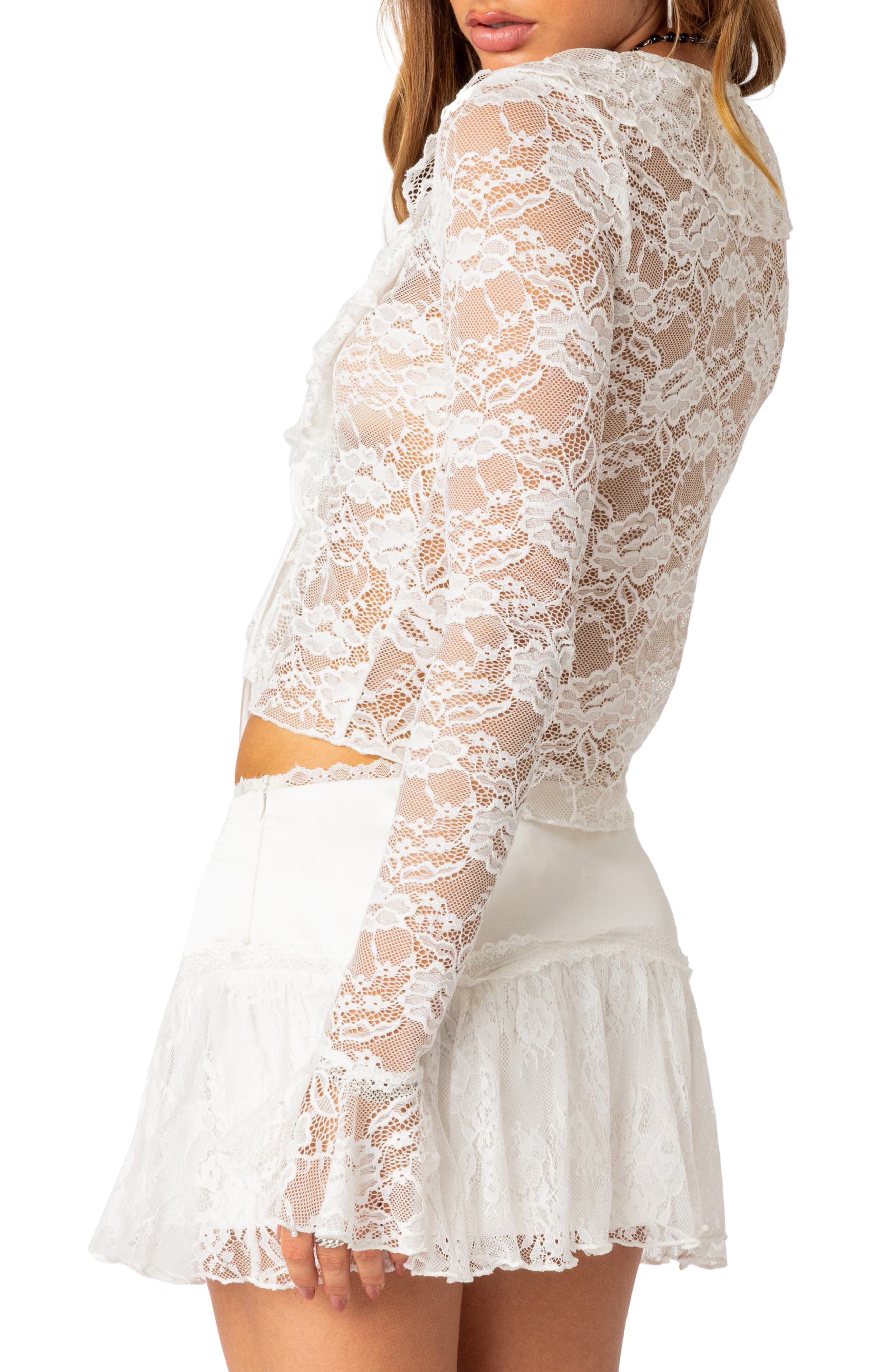 Josalie Tie Front Lace Crop Top - image 2