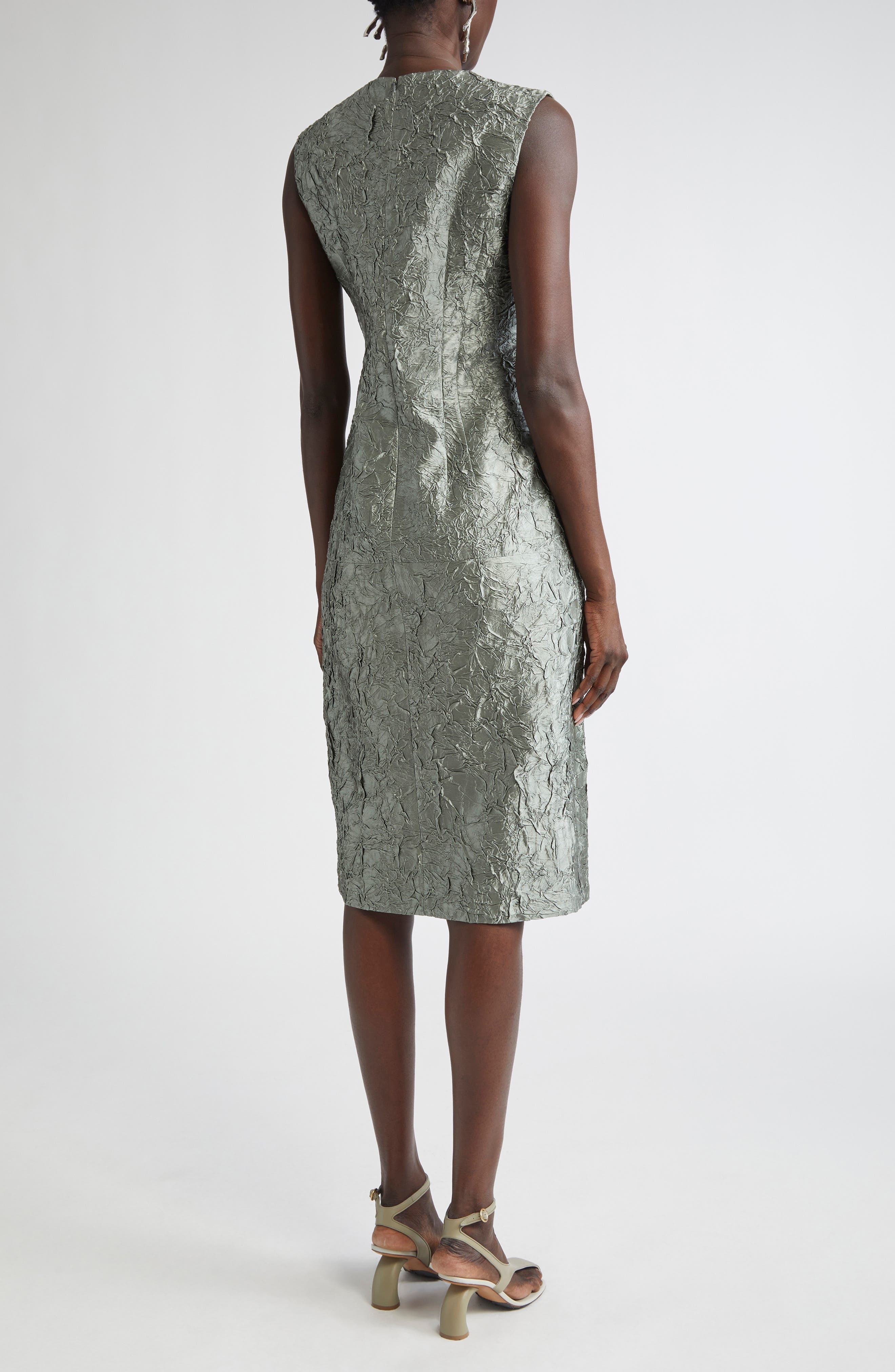 Plisse Crushed Jacquard A-Line Dress - image 2