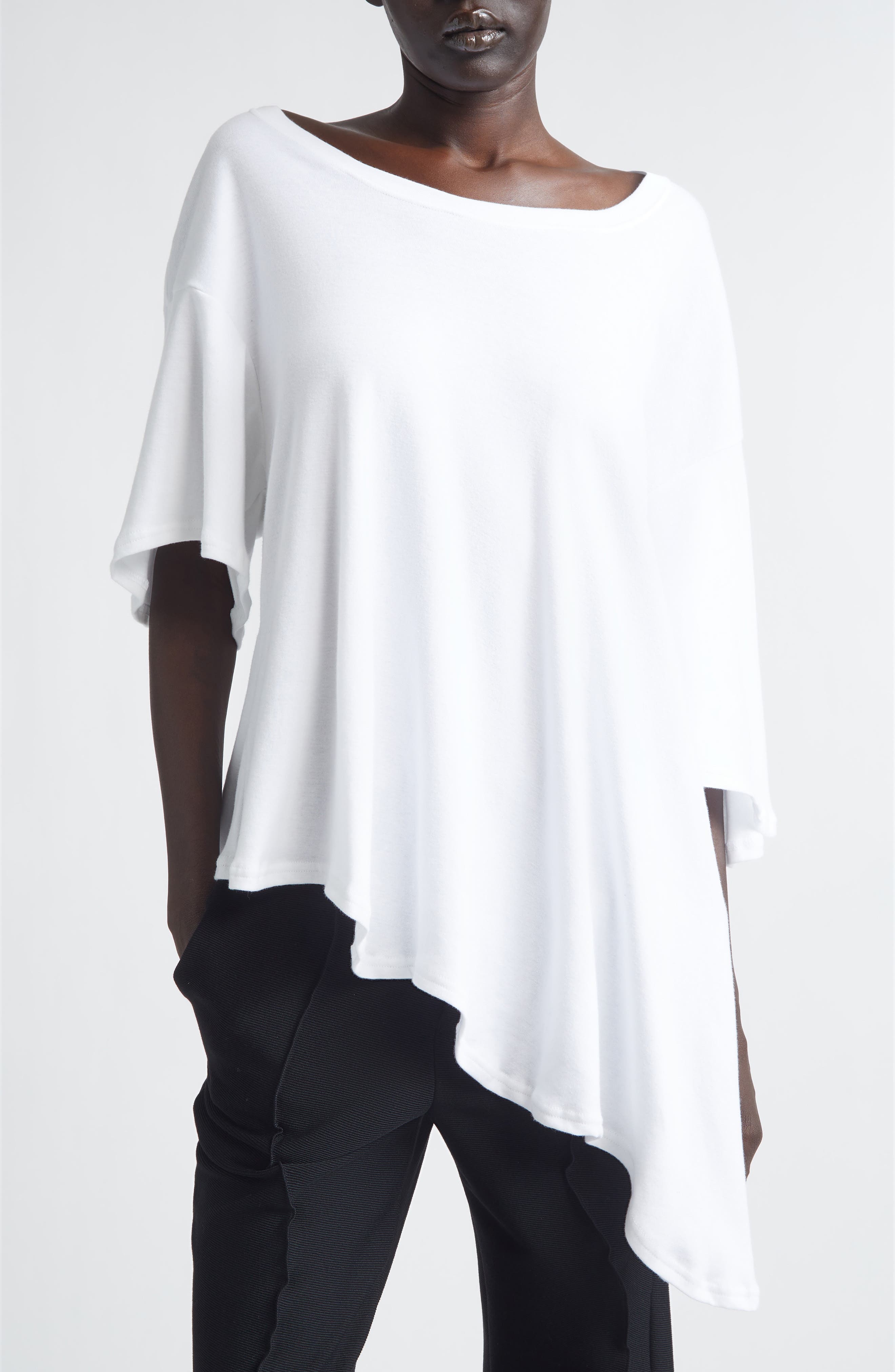 Asymmetric Hem Languid Cotton T-Shirt - image 1