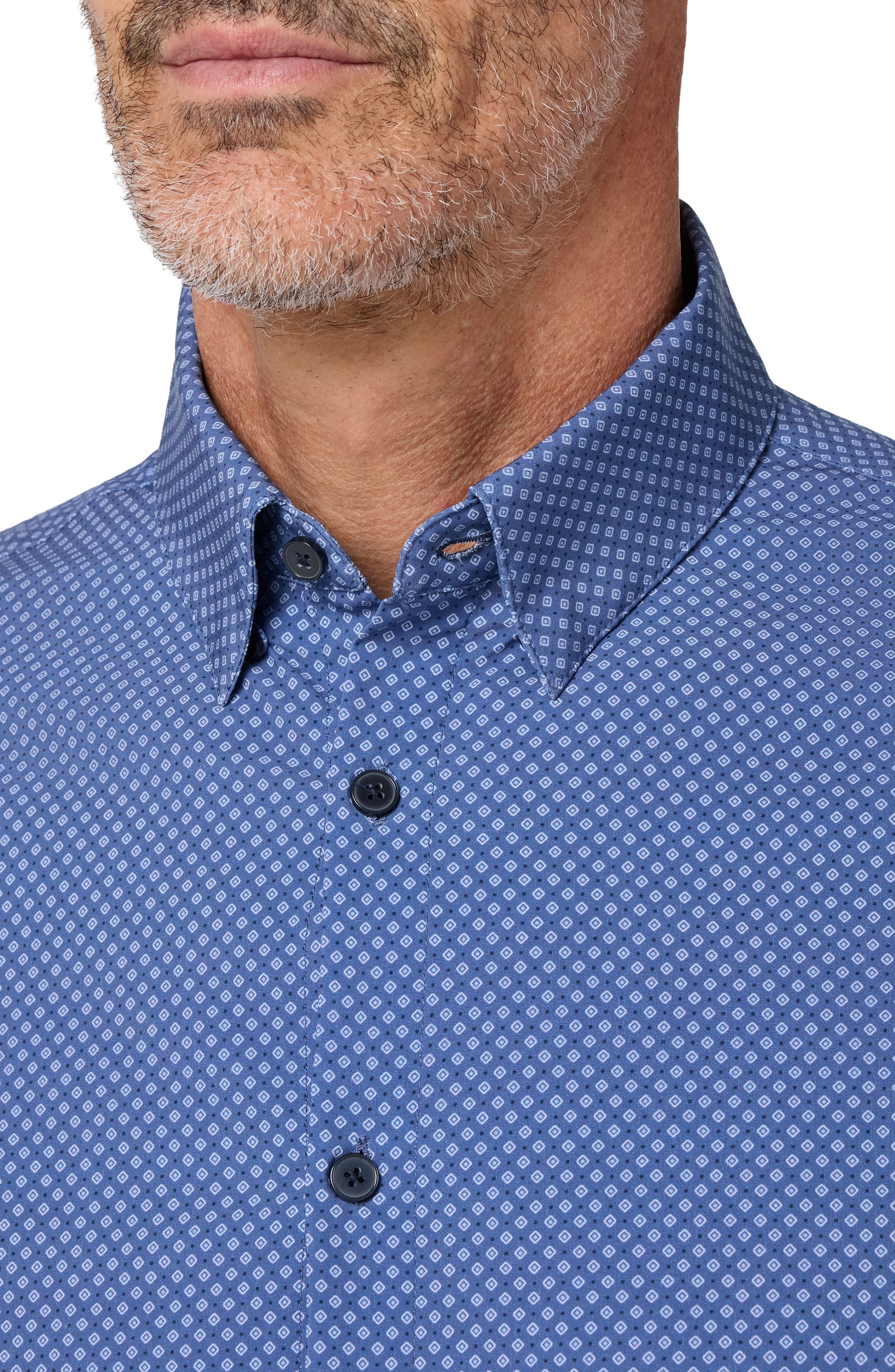 Leeward Trim Fit Diamond Print Performance Button-Up Shirt - image 2