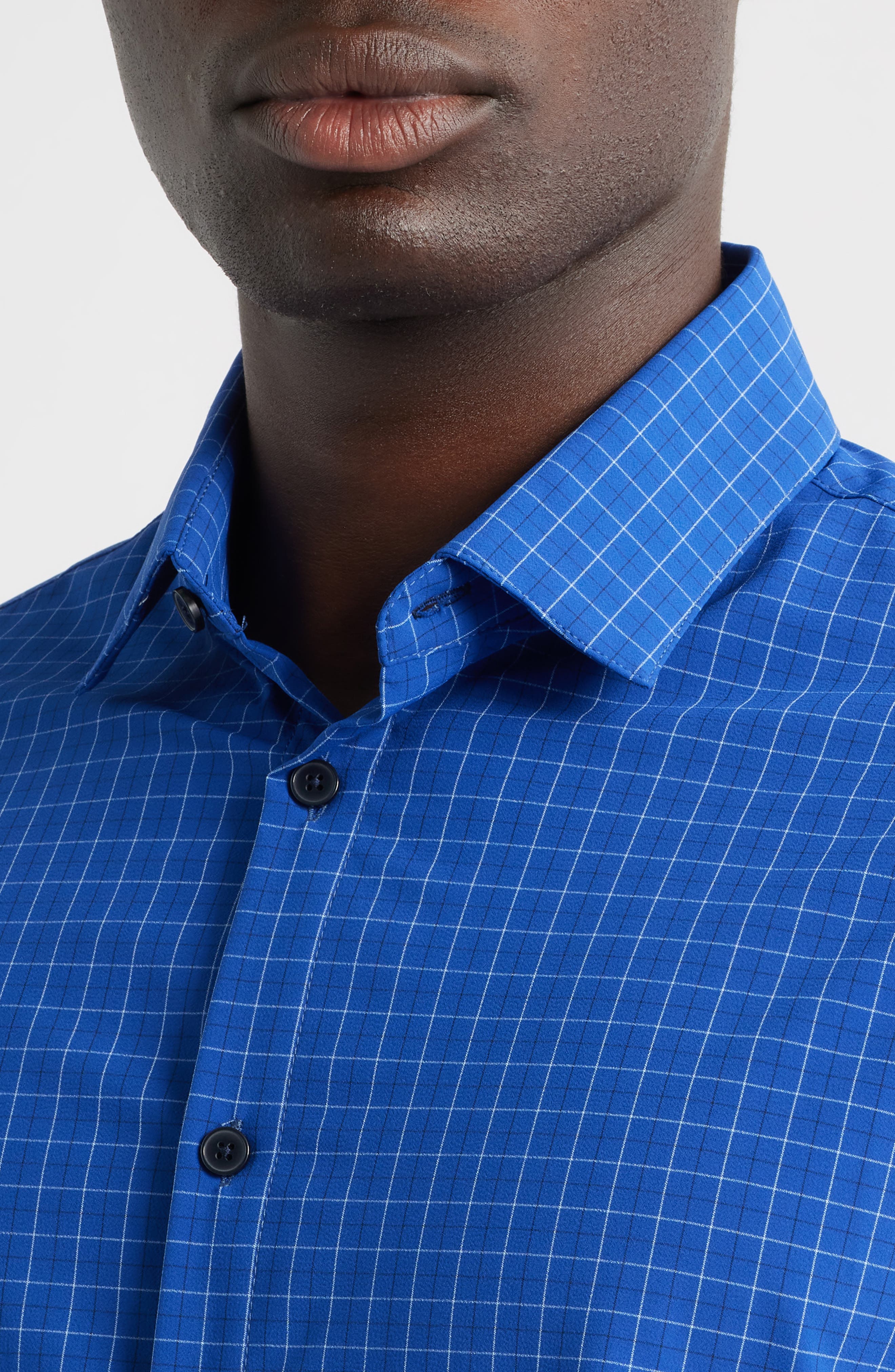 Leeward No Tuck Trim Fit Plaid Performance Button-Up Shirt - image 2