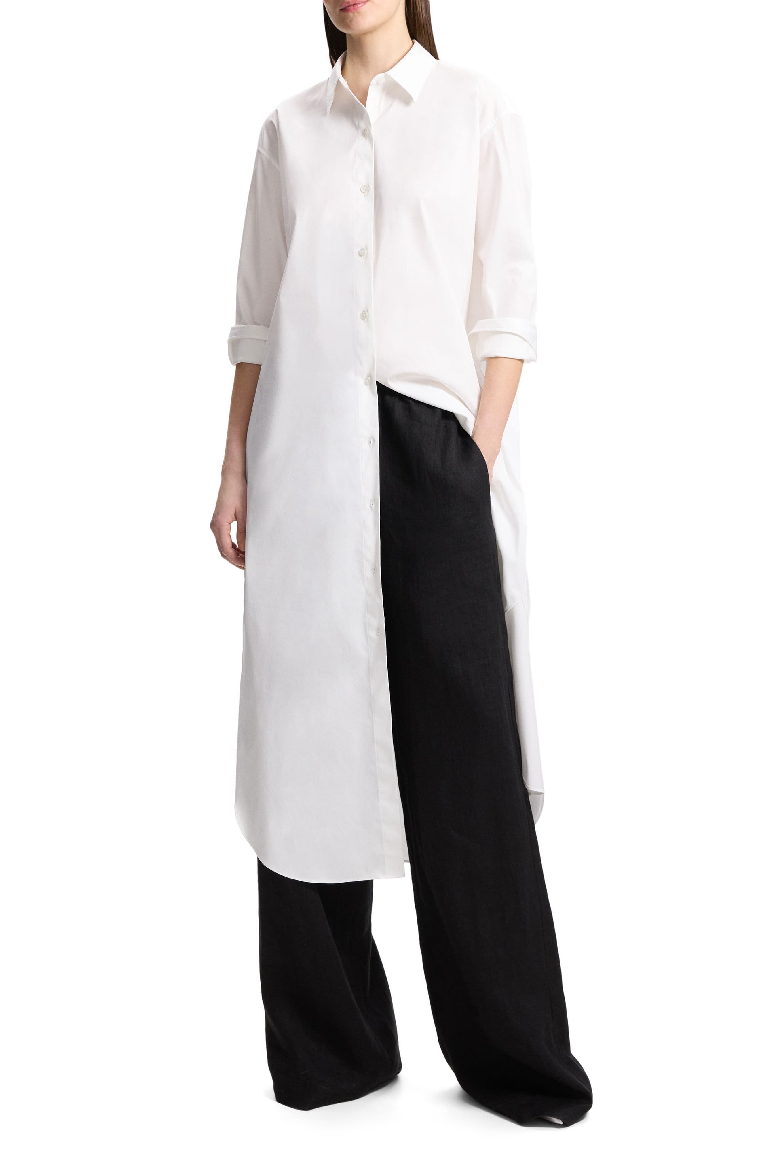 Long Sleeve Cotton Blend Maxi Shirtdress - image 1