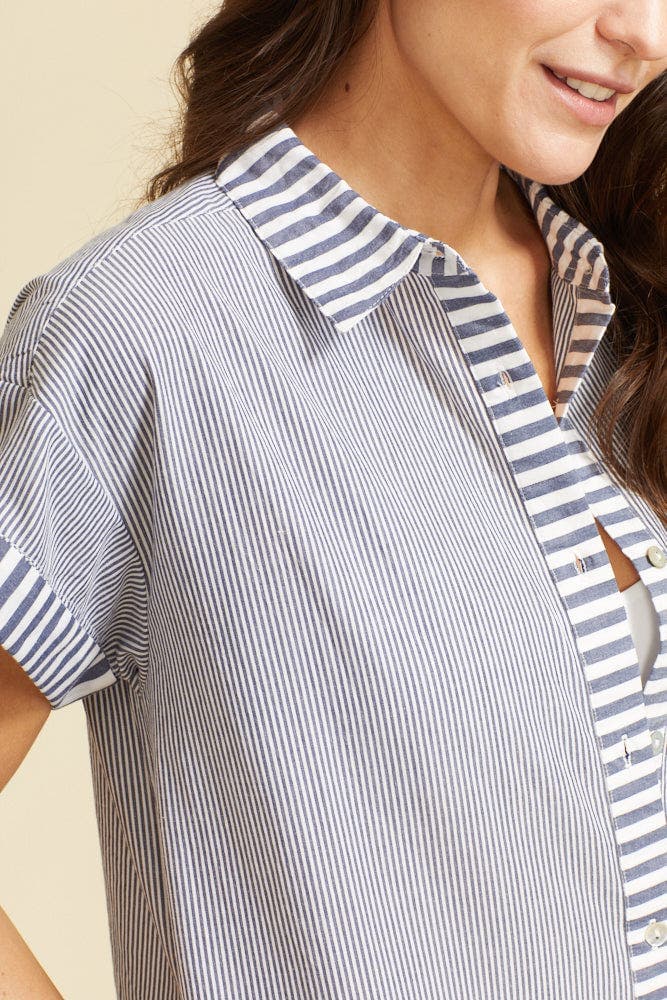 Riga Short Sleeve Striped Midi Dress Cover-Up - image 2