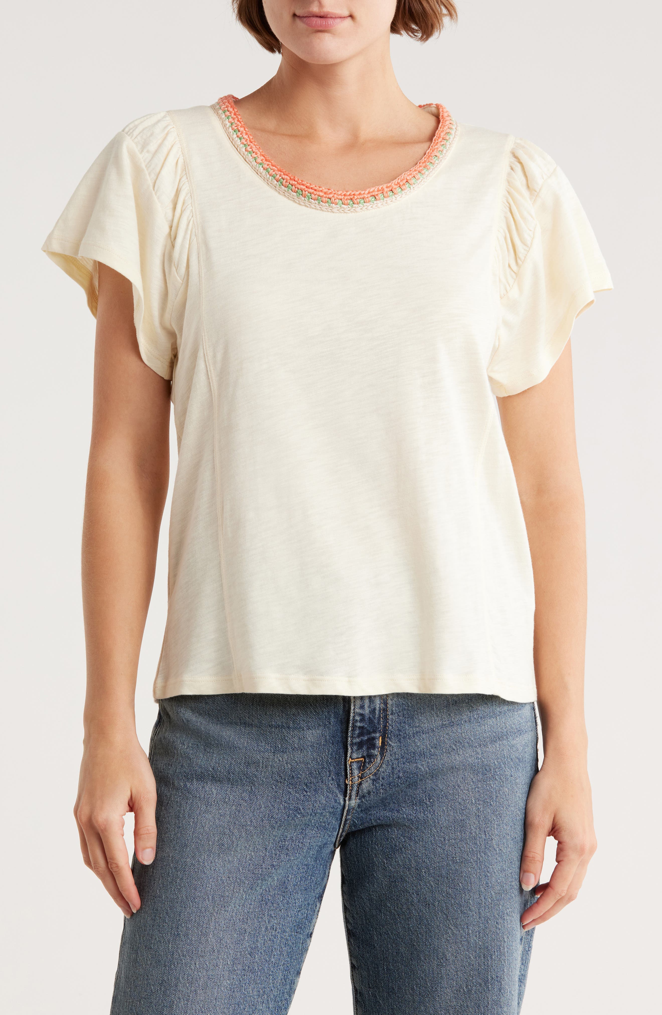 Crochet Trim T-Shirt - image 1