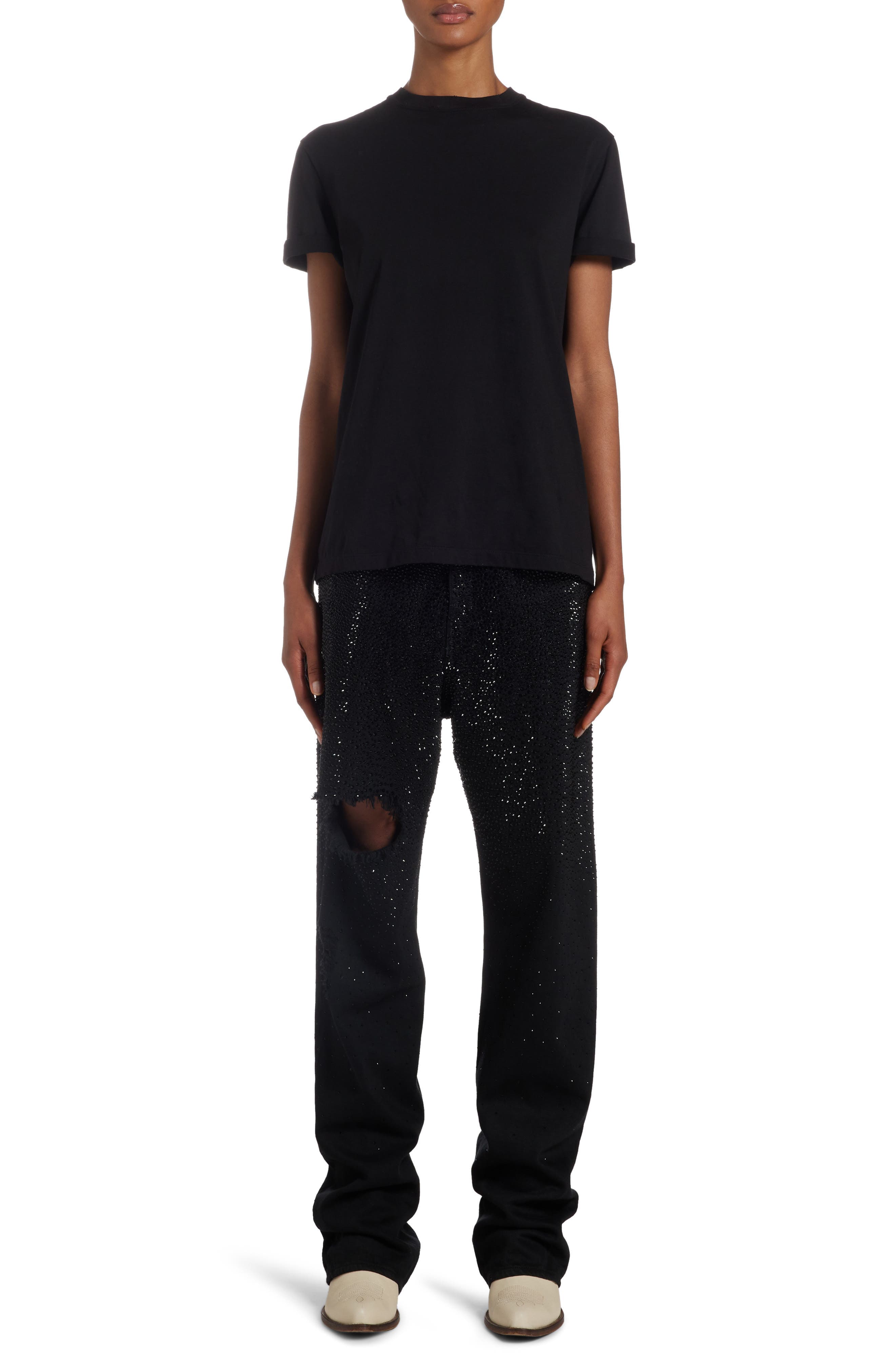 Distressed Slim Fit Cotton Jersey T-Shirt - image 2