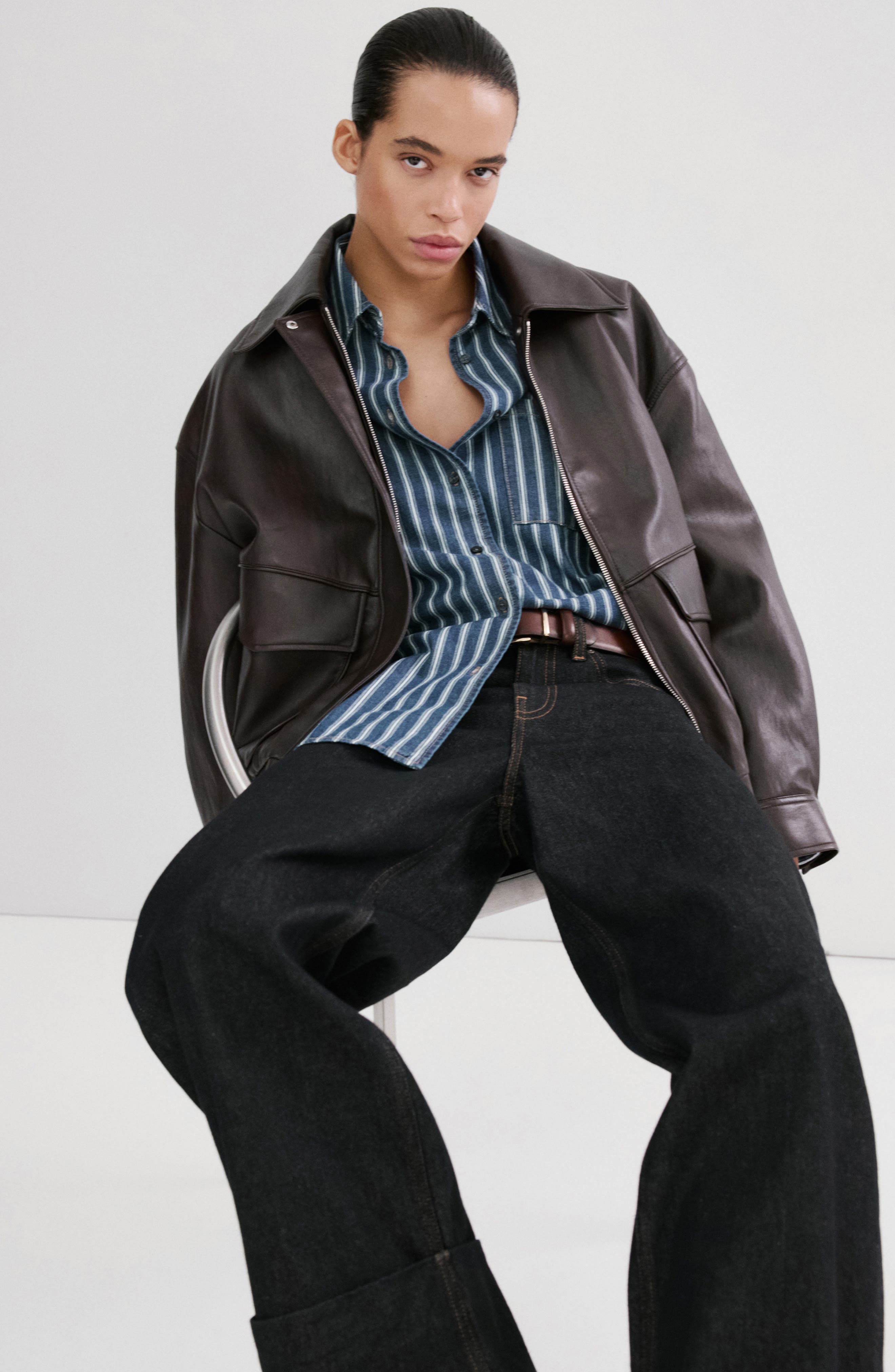 Stripe Oversize Denim Shirt - image 2