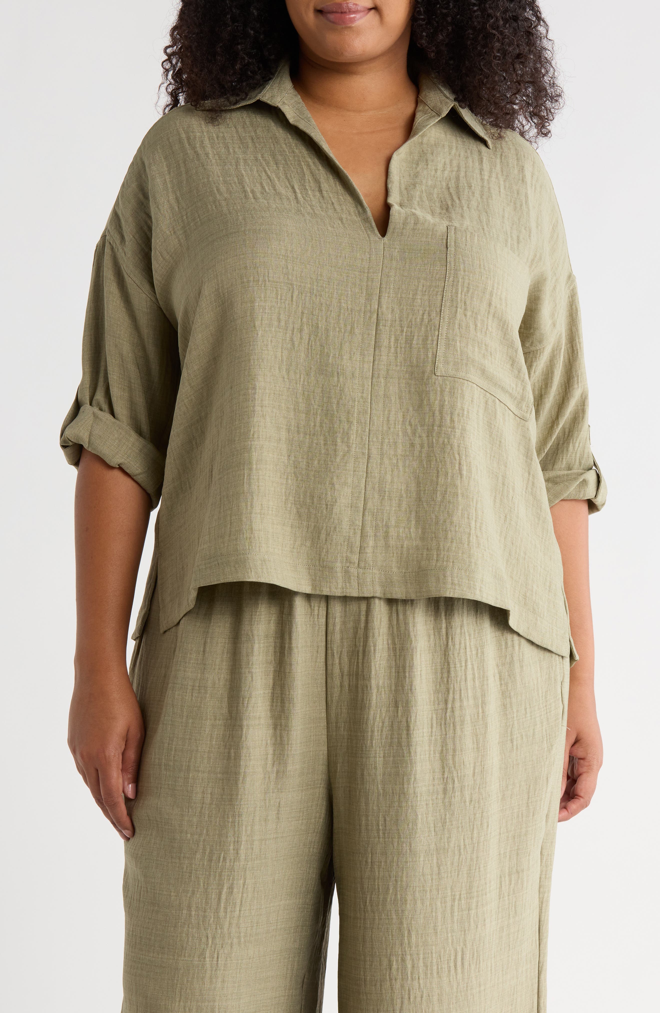 Collared Woven Top - image 1