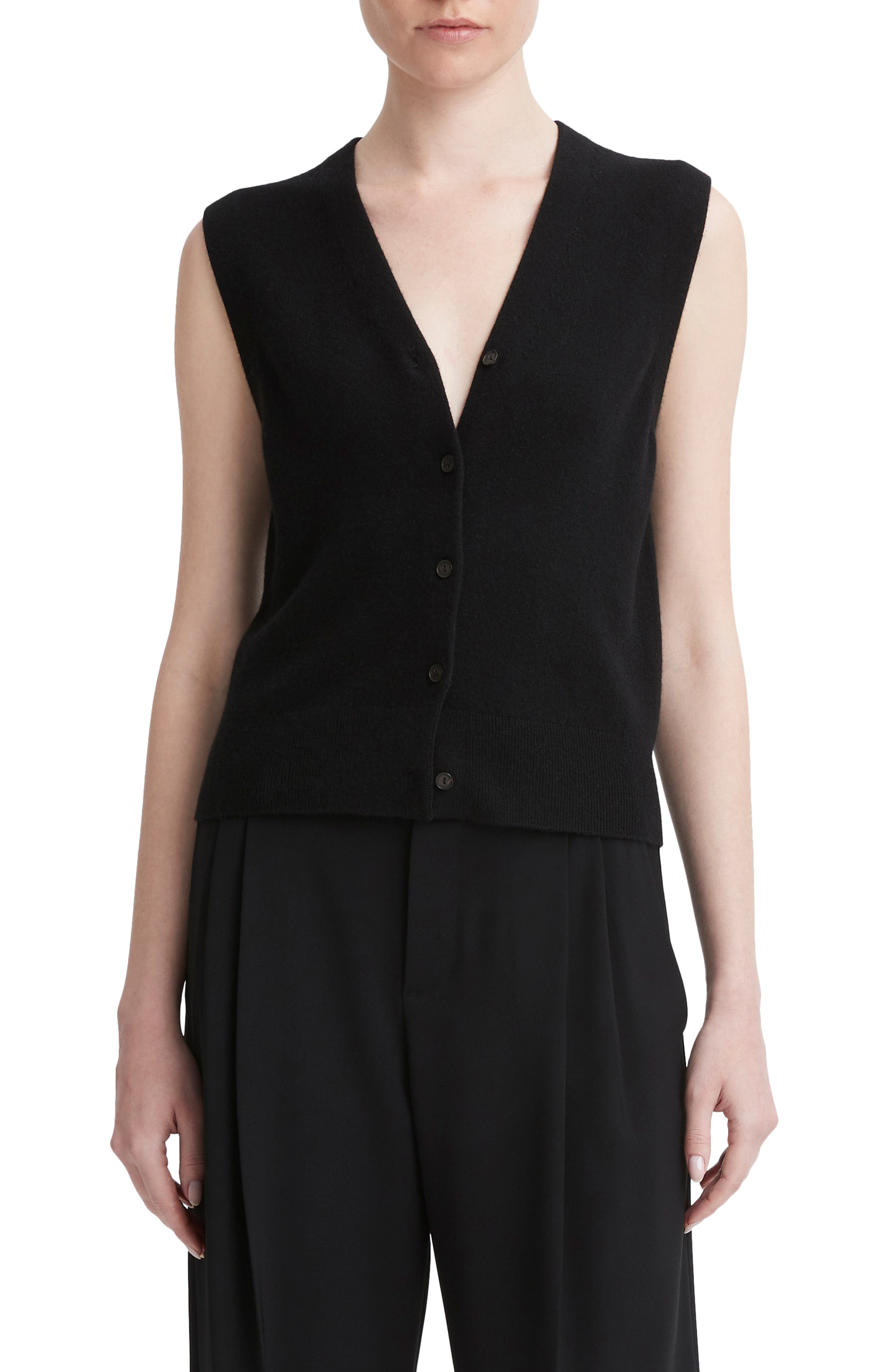 Shrunken Button Wool & Cashmere Blend Vest - image 1