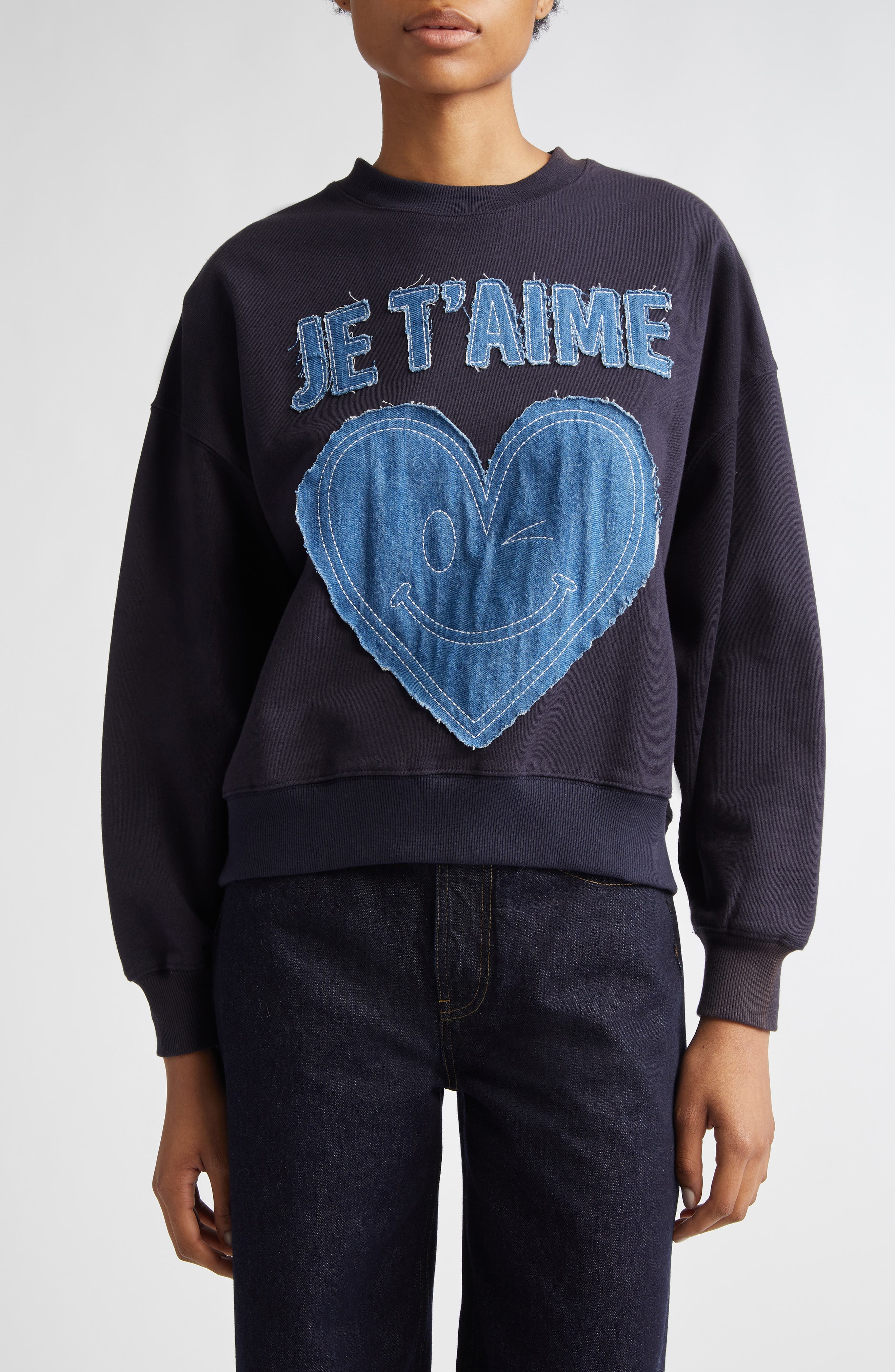 Je T'aime Applique Cotton Sweatshirt - image 1