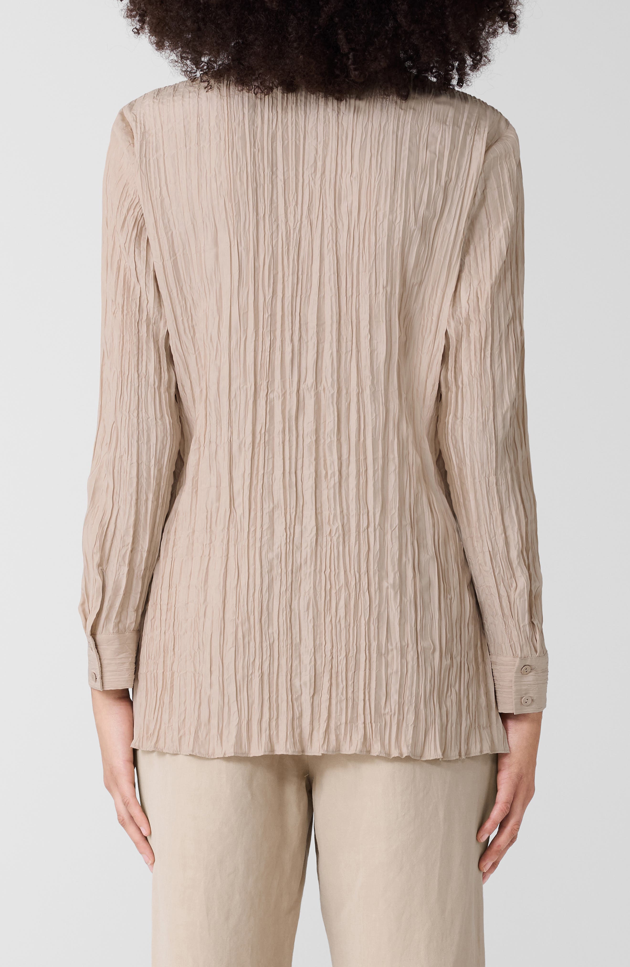 Plisse Silk Tunic Shirt - image 2