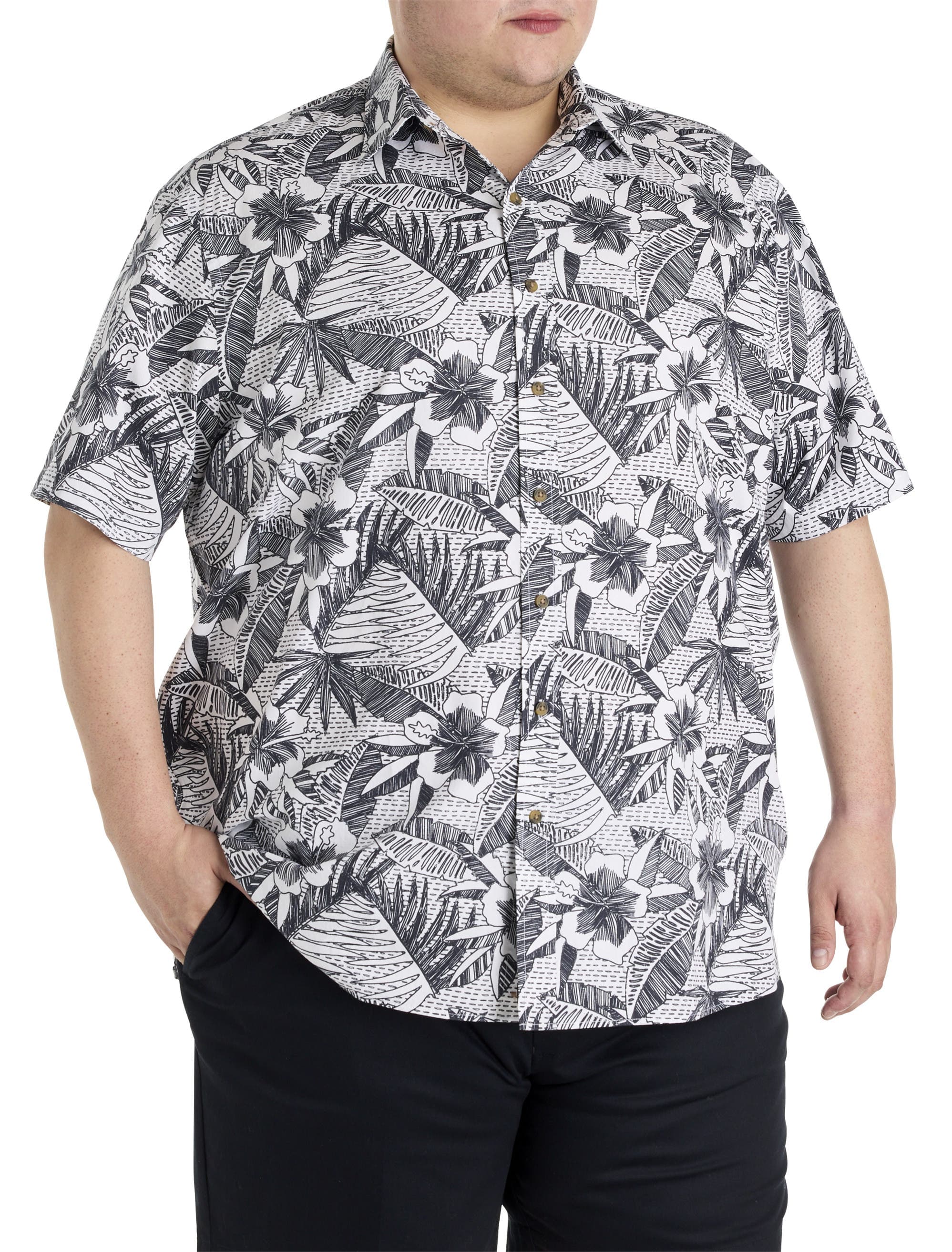 Big & Tall Abstract Floral Sport Shirt - image 1
