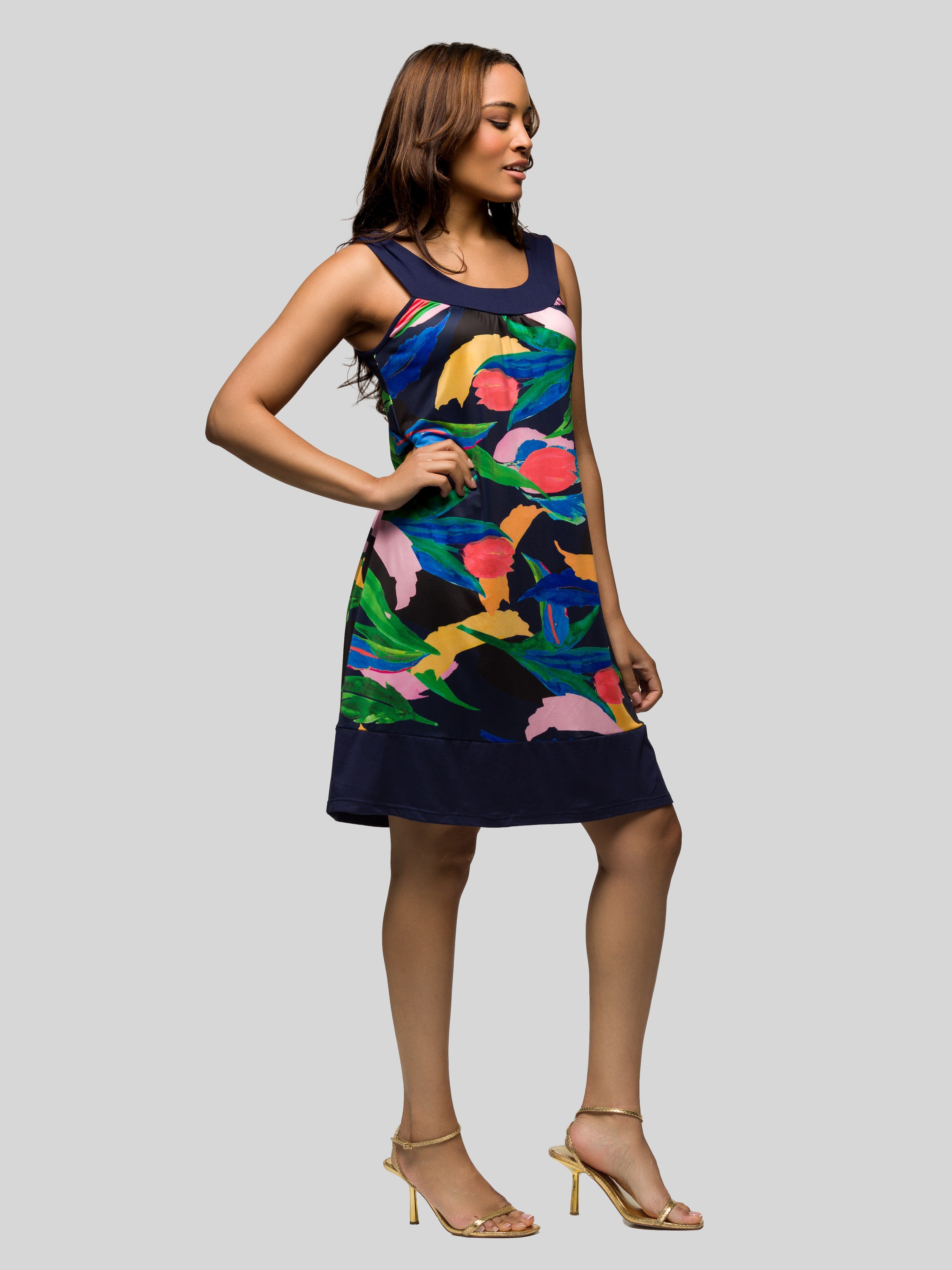 Floral Scoop Neck Sleeveless Knee Length Dress - image 2