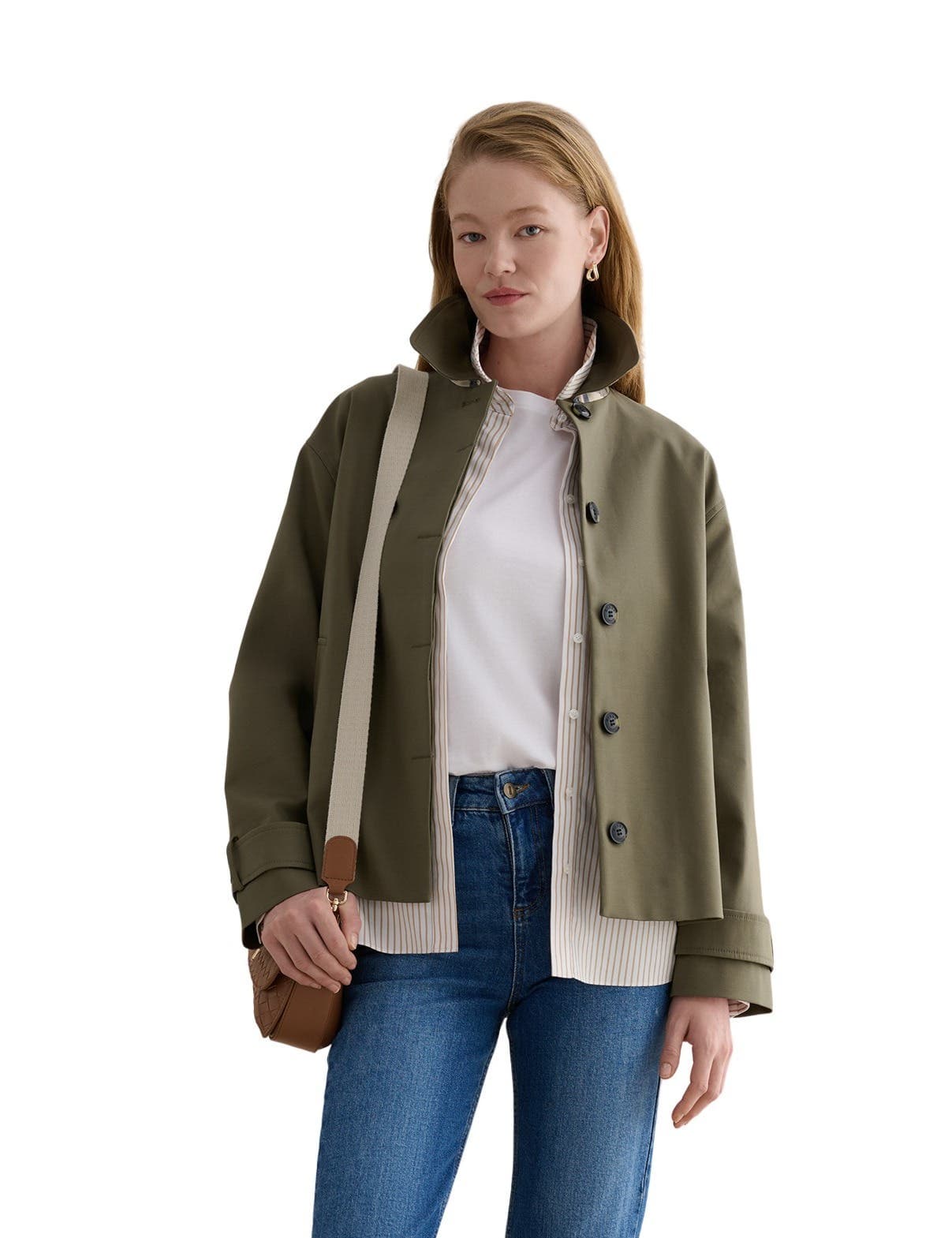 Frida Collared Cropped Trench Coat - image 1
