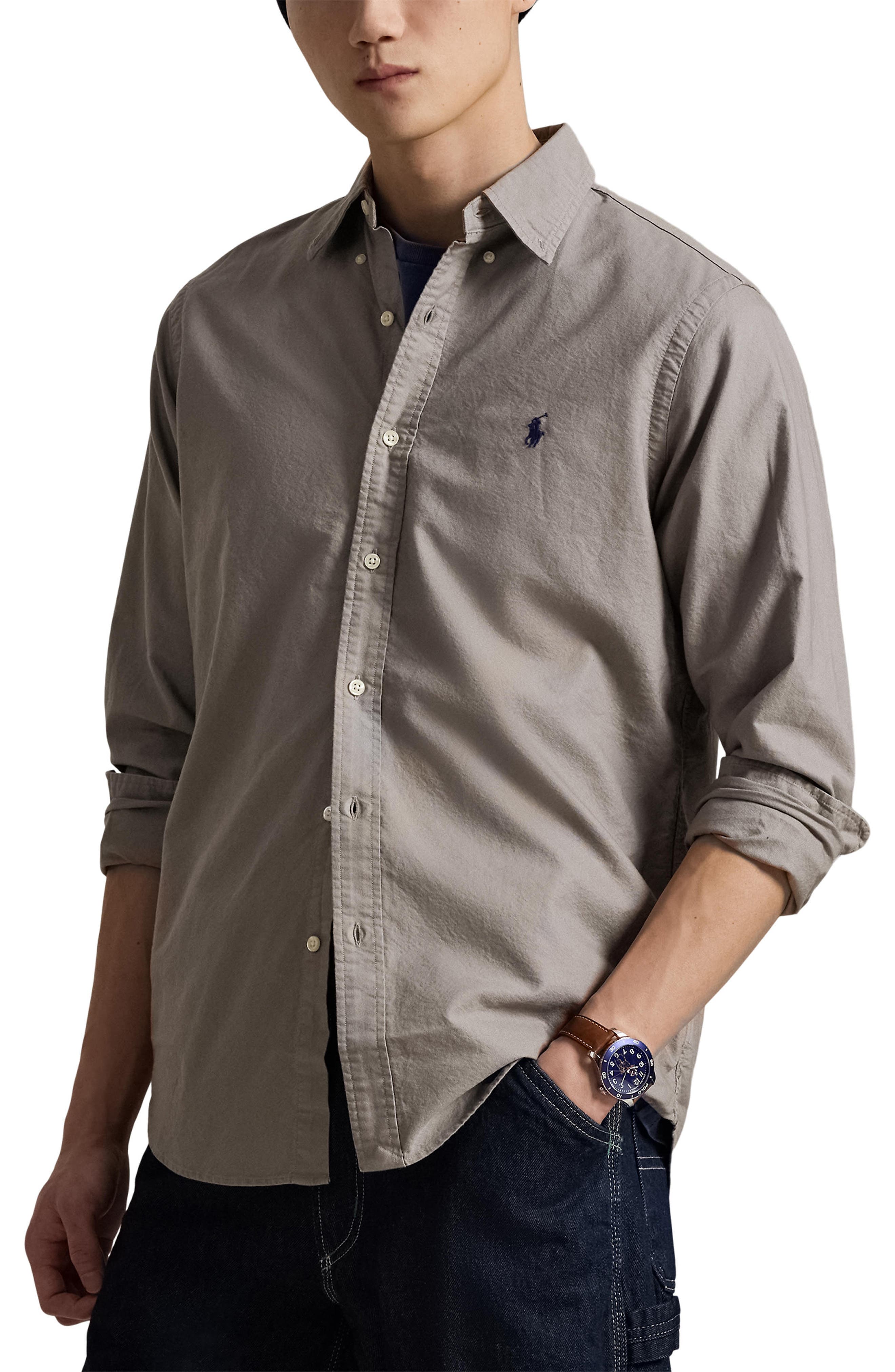 Classic Fit Garment Dyed Cotton Button-Up Shirt - image 3