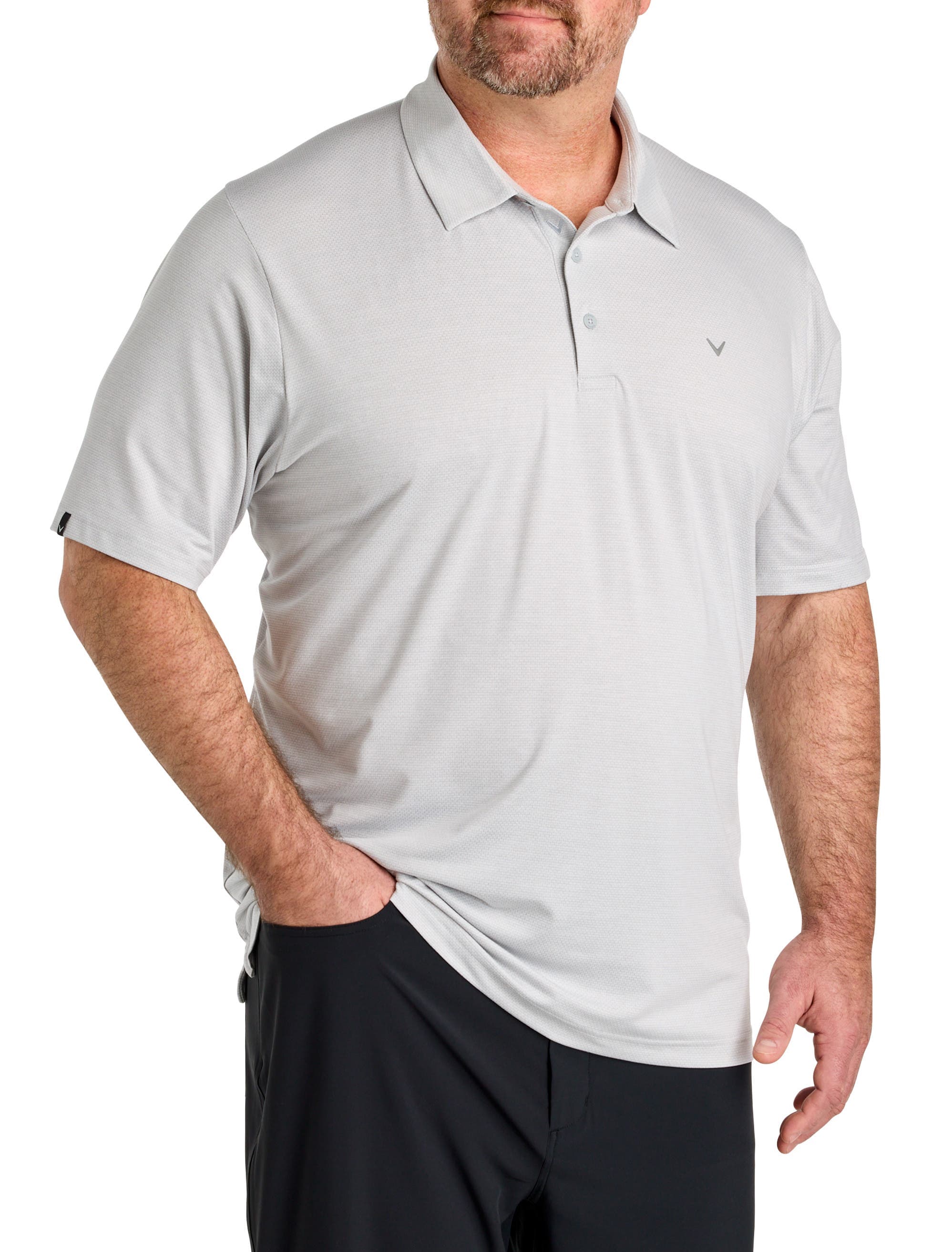 Big & Tall Heathered Jacquard Polo Shirt - image 3