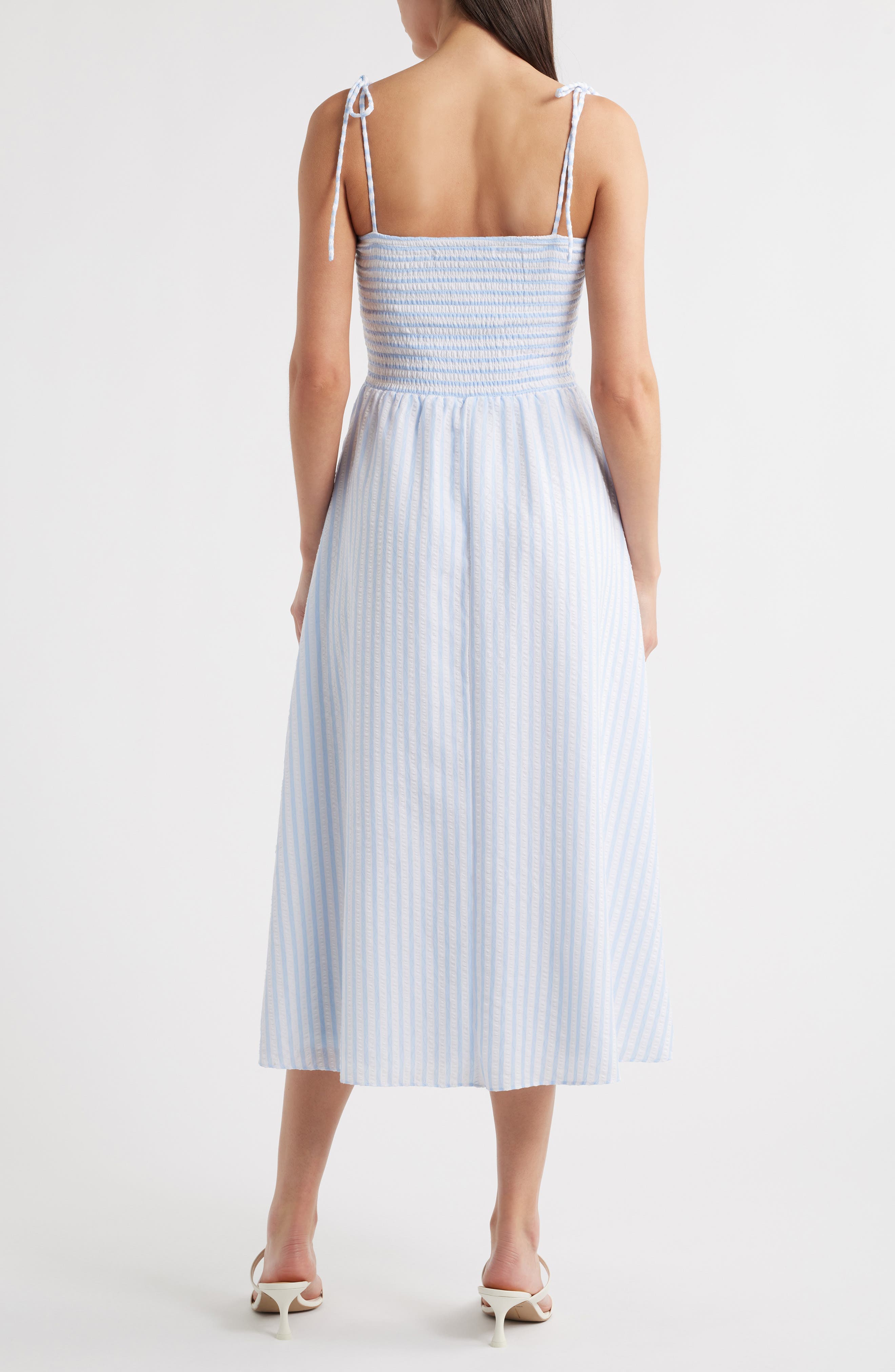Tie Shoulder Smocked Midi Dress - image 4