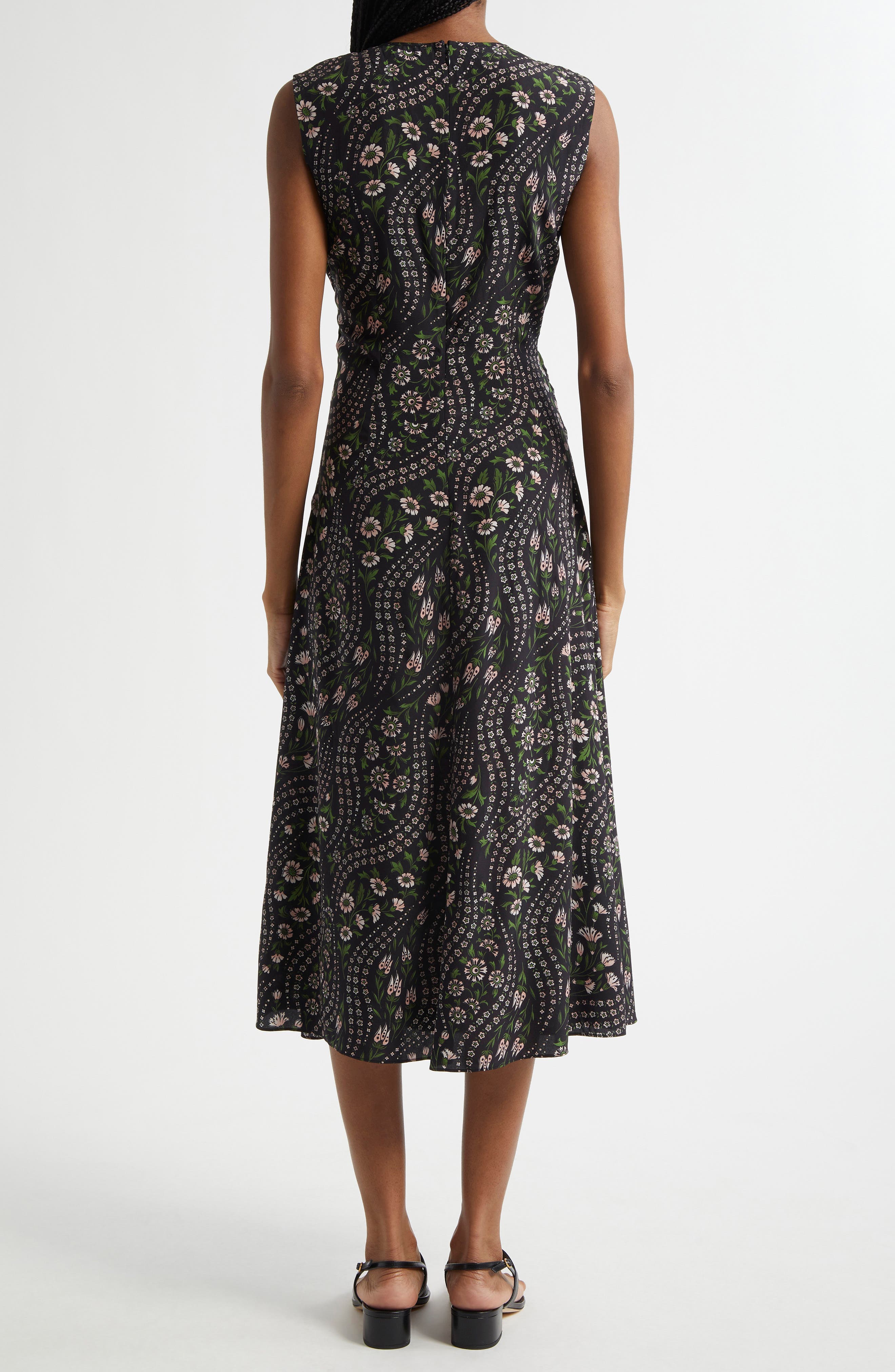 Viviana Mixed Floral Print Stretch Silk Dress - image 2