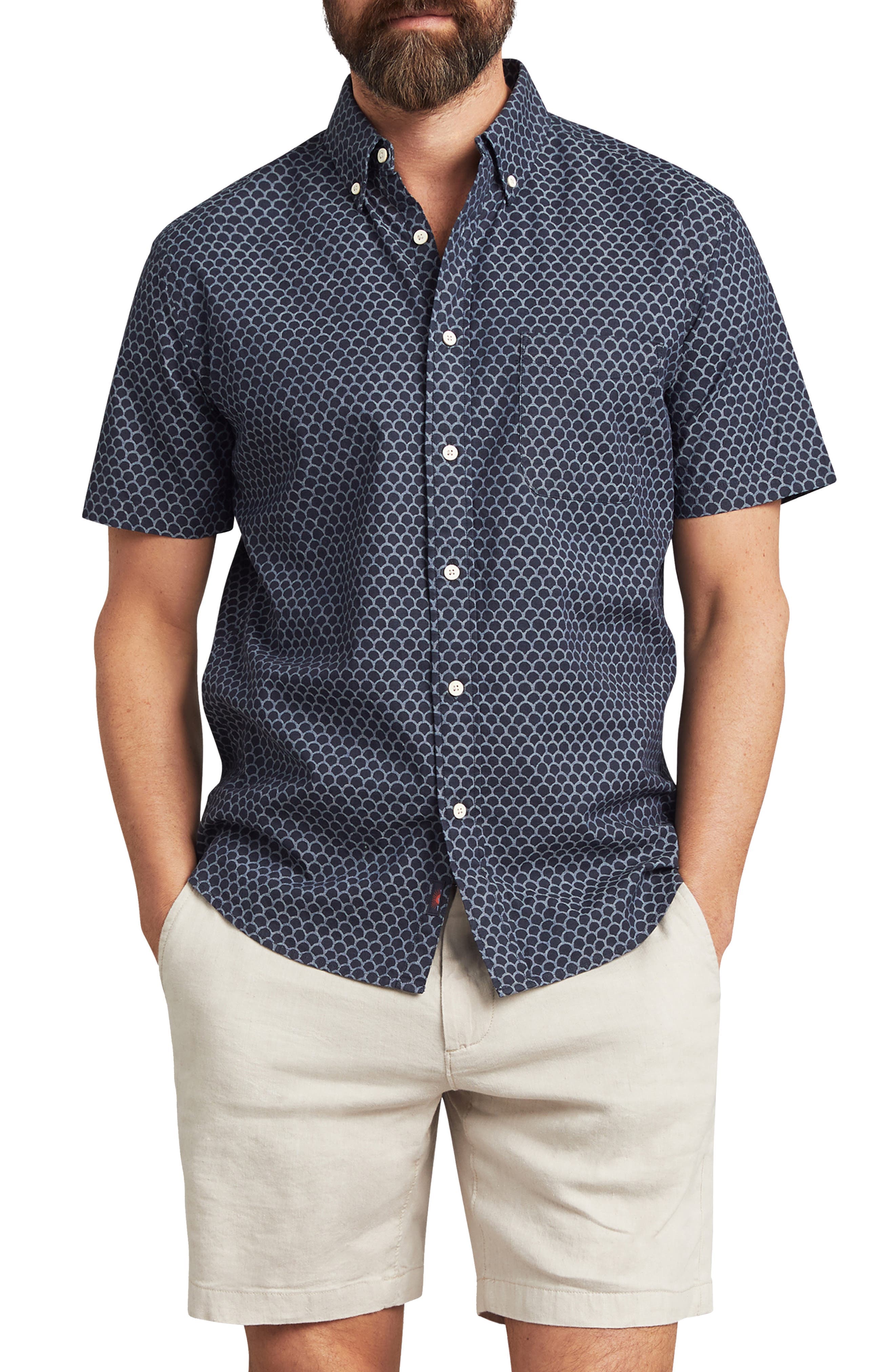 Playa Regular Fit Print Short Sleeve Button-Down Shirt - image 1