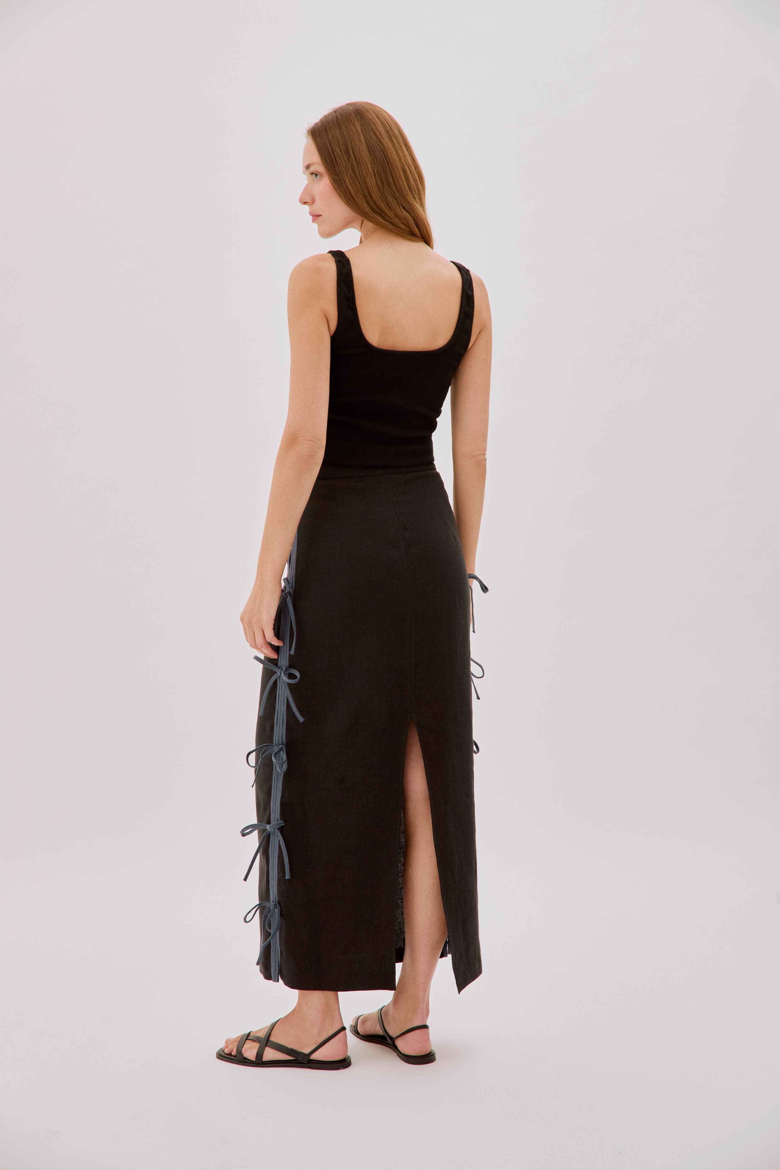 Carolina Linen Bow Midi Skirt - image 2