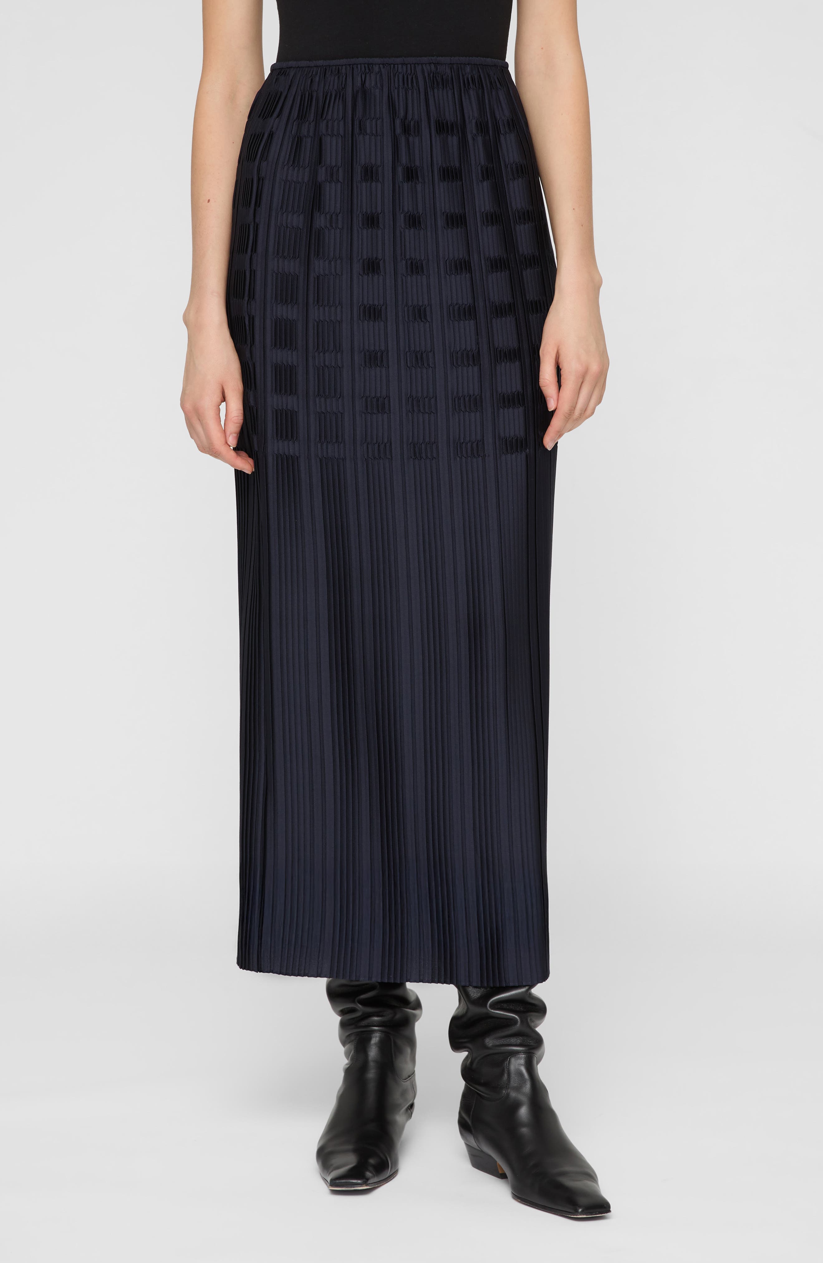 Basketweave Plisse Recycled Satin Maxi Skirt - image 1