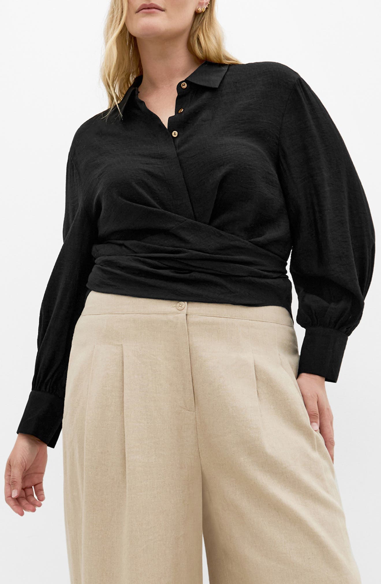 Rosabella Tie Hem Button-Up Shirt - image 1