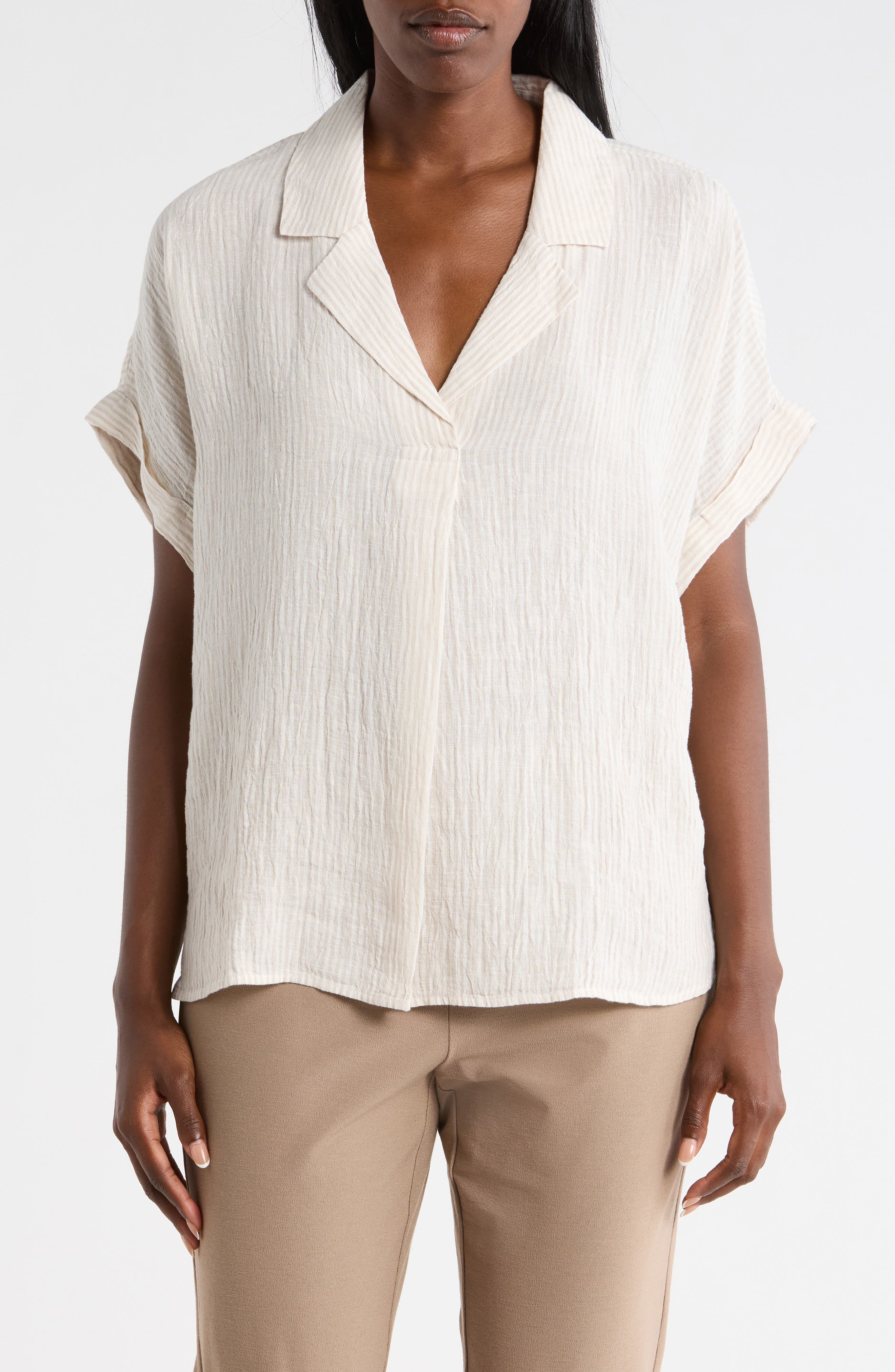 Notch Collar Organic Linen Top - image 1