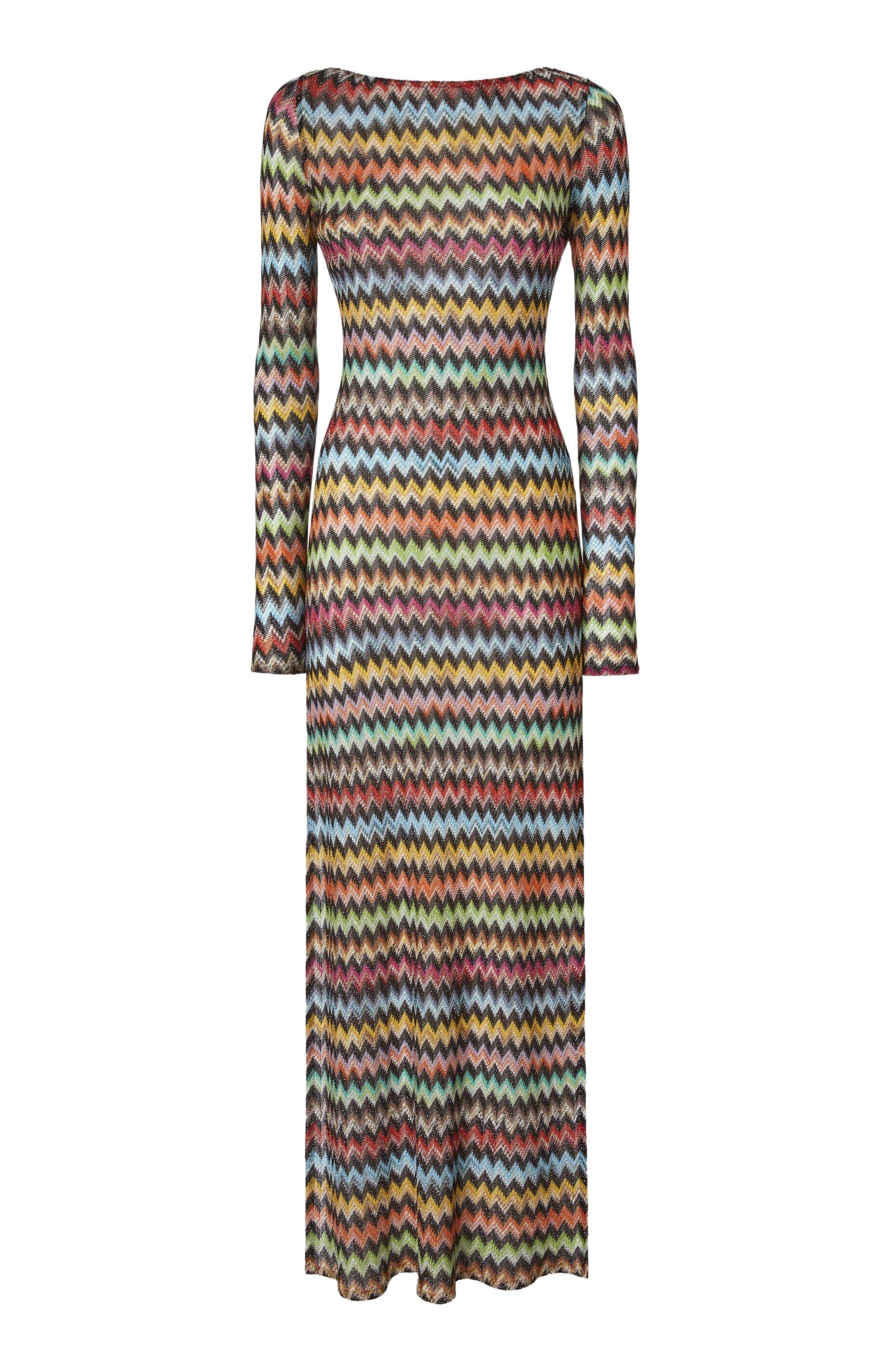 Long Cover-up Dress In Lame Viscose With Micro Zigzag Pattern - image 2