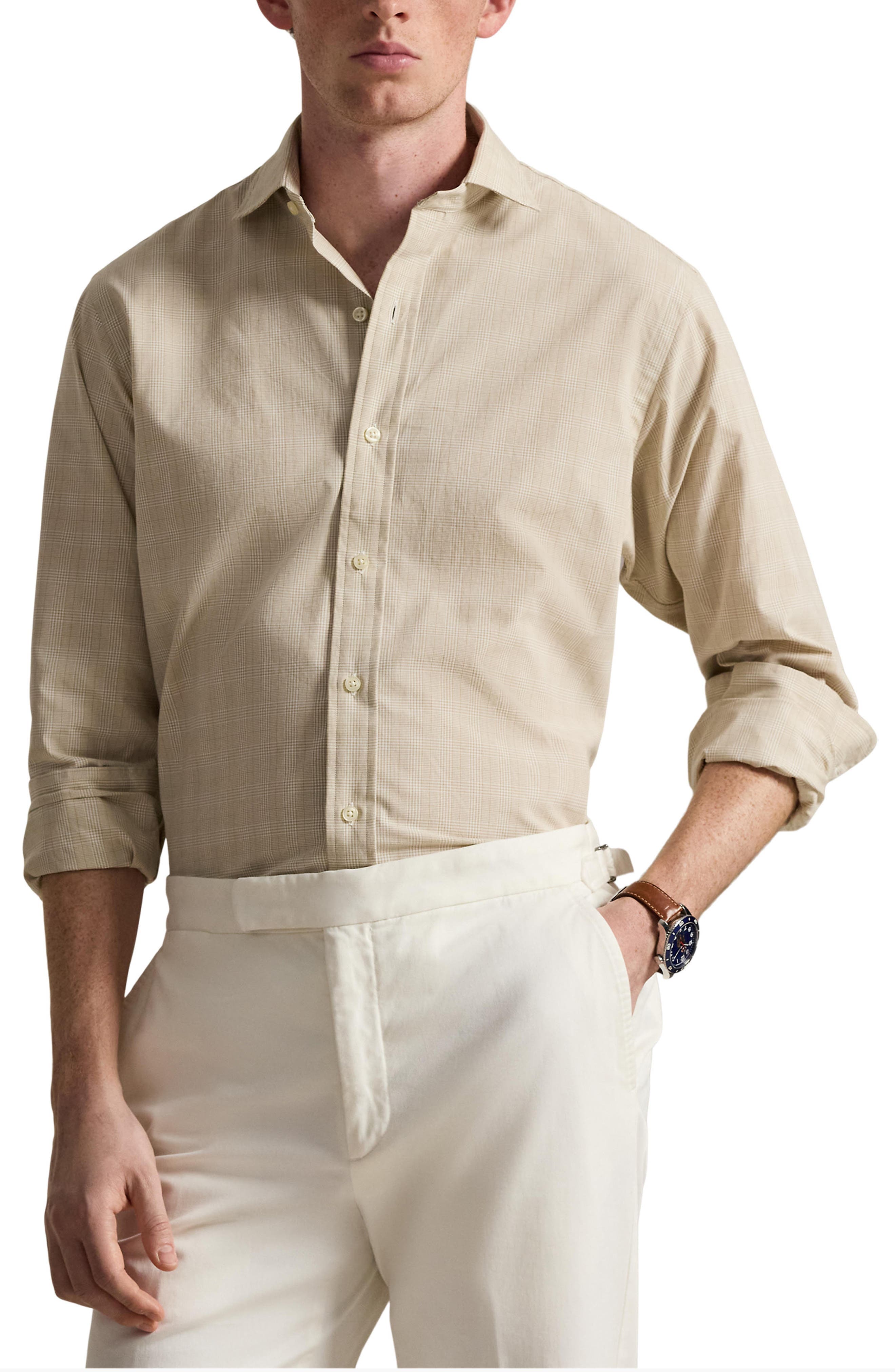 Classic Fit Glen Check Cotton Poplin Button-Up Shirt - image 1