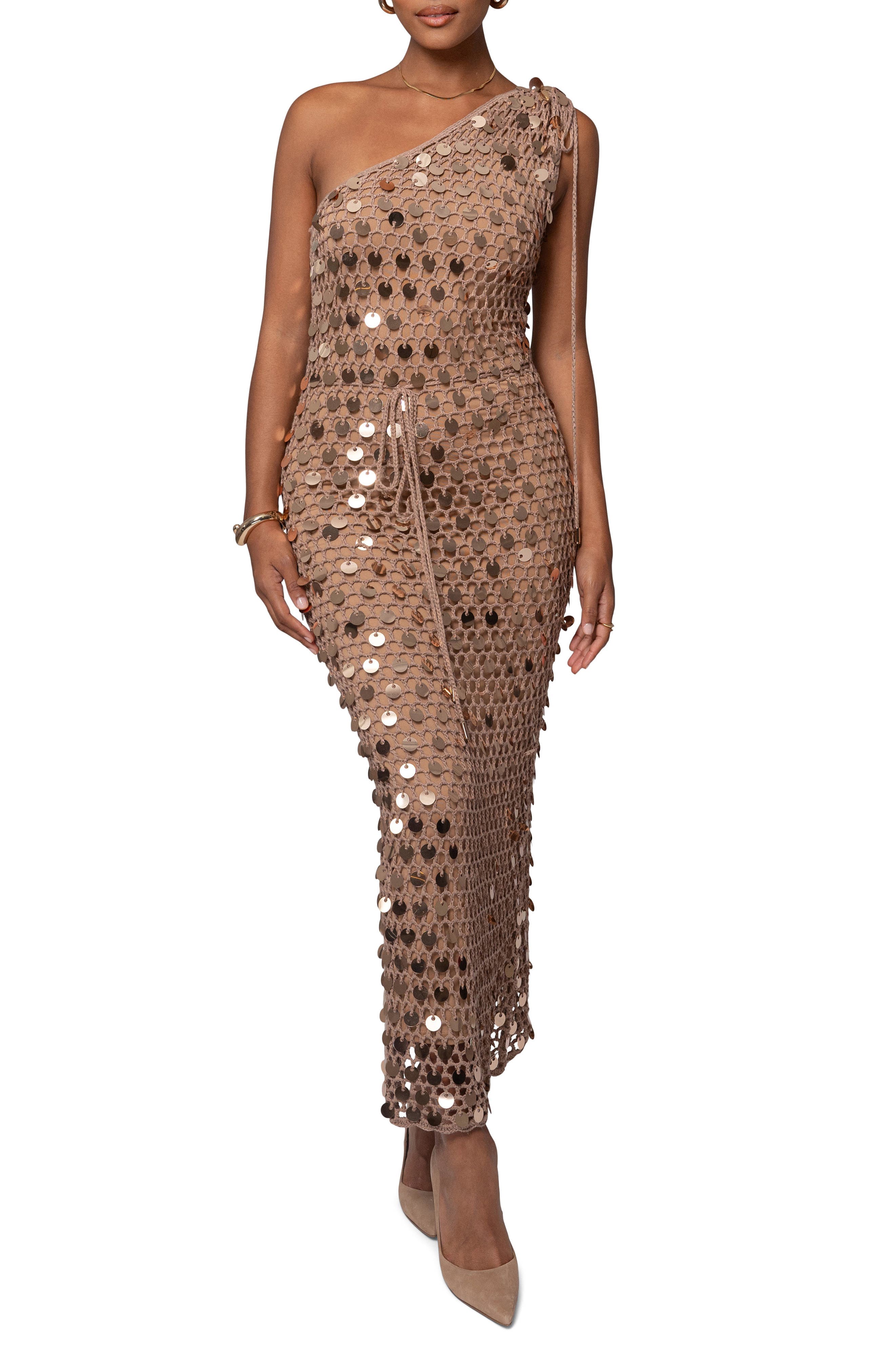 Opulent Paillette One-Shoulder Maxi Dress - image 1