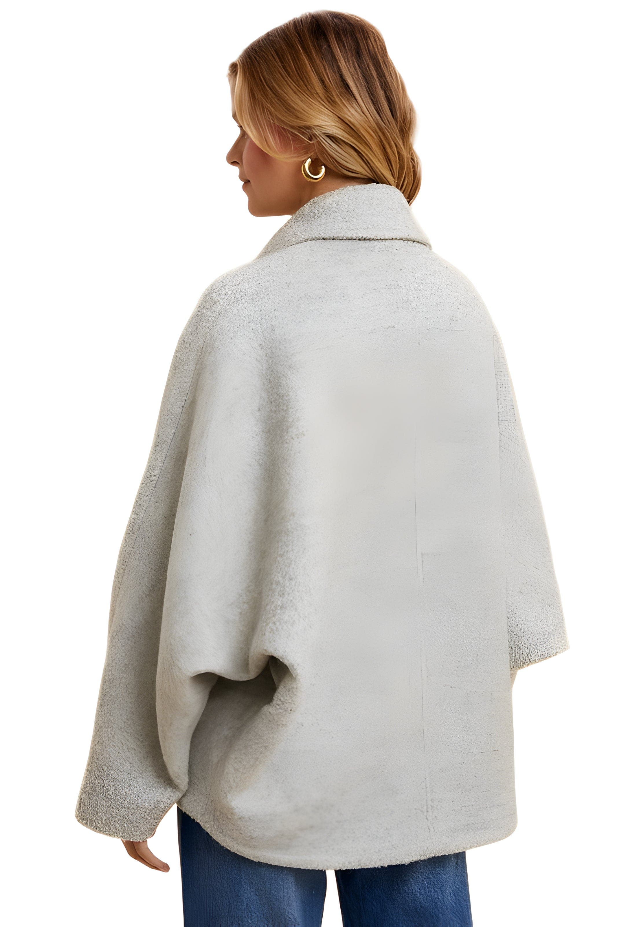 Cropped Wool-Blend Coat With Wide Sleeves And Buttons - image 2