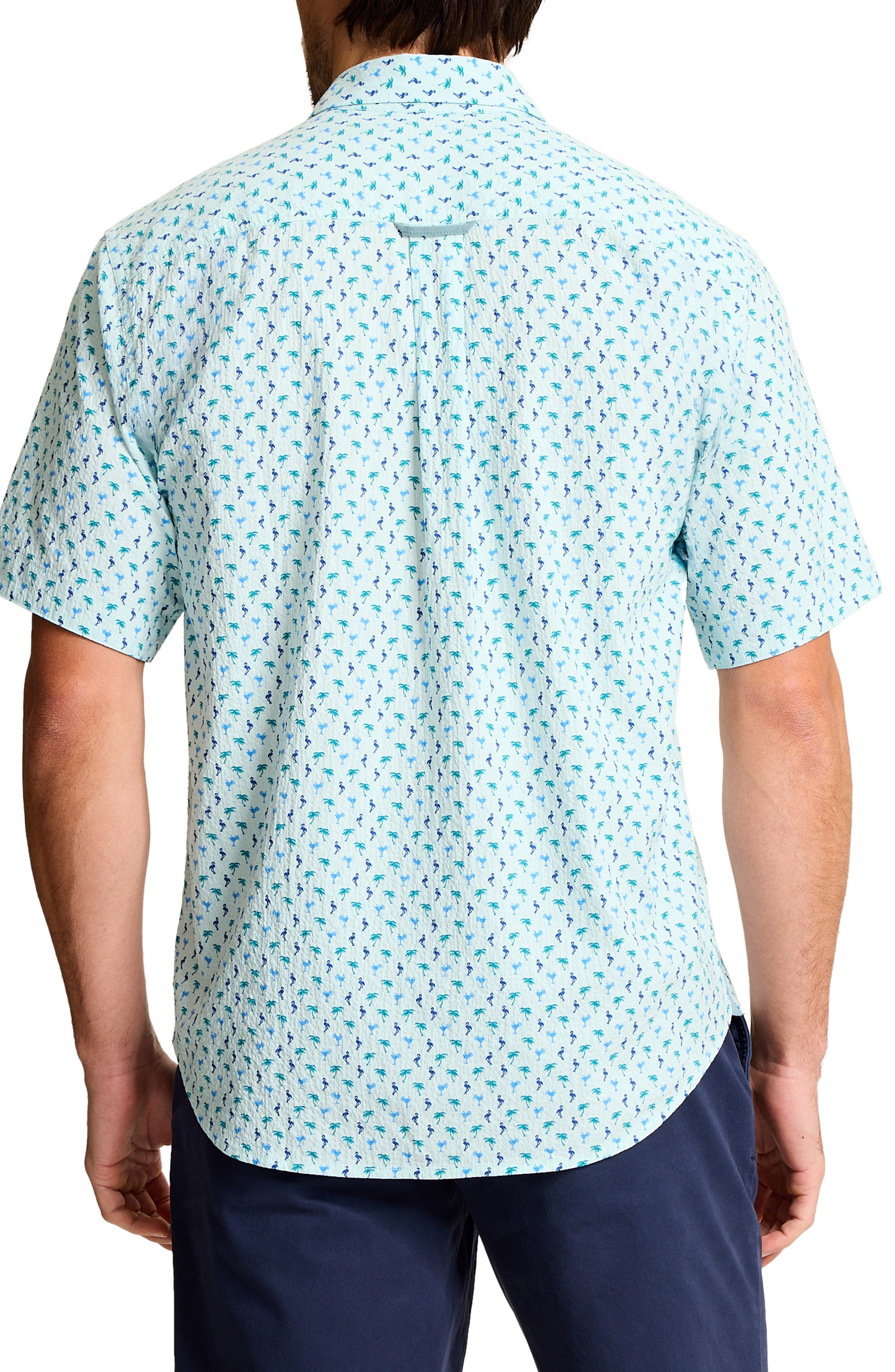 Nova Wave Flock It to You Short Sleeve Seersucker Button-Up Shirt - image 4