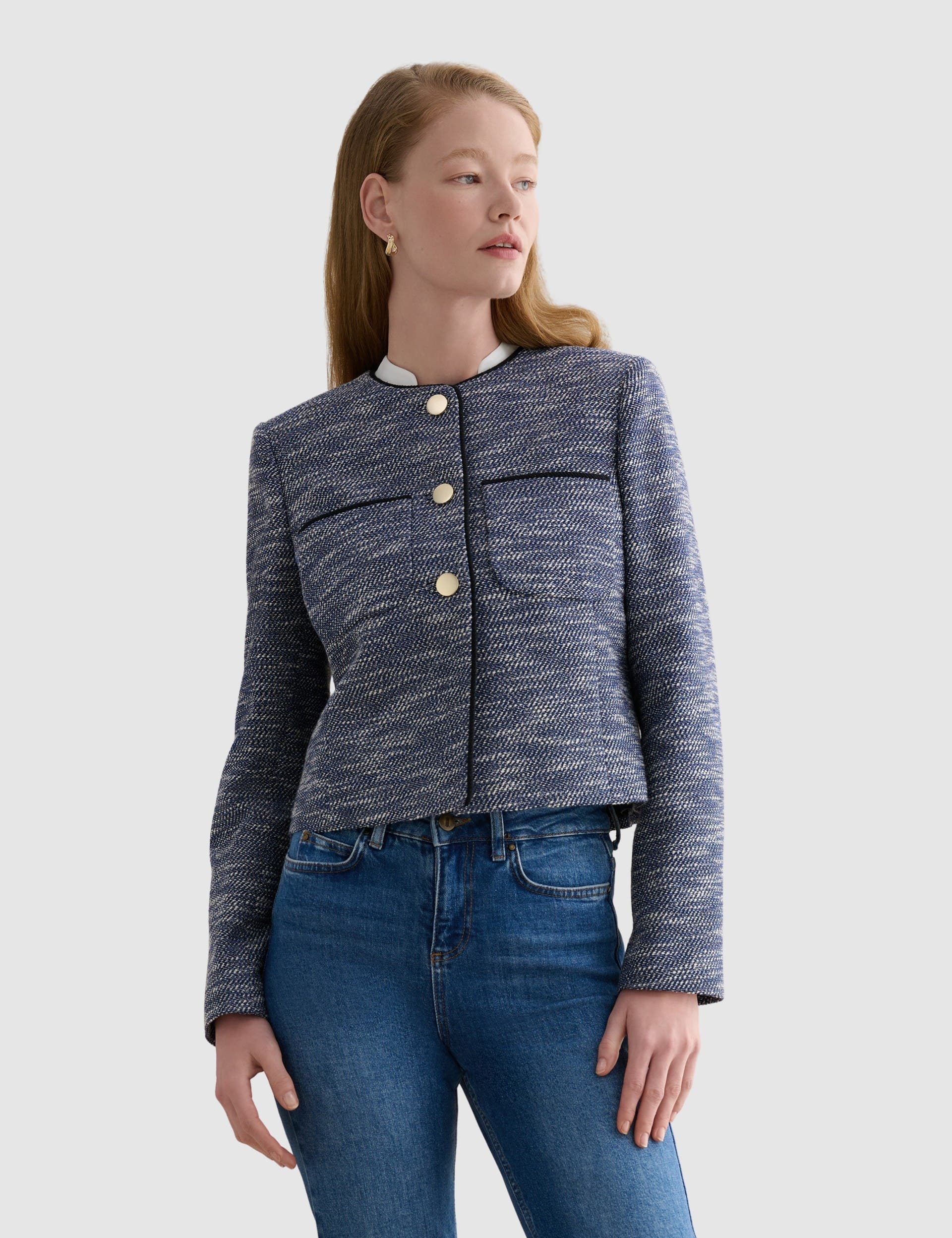 Aleena Cropped Textured Jacket - image 1