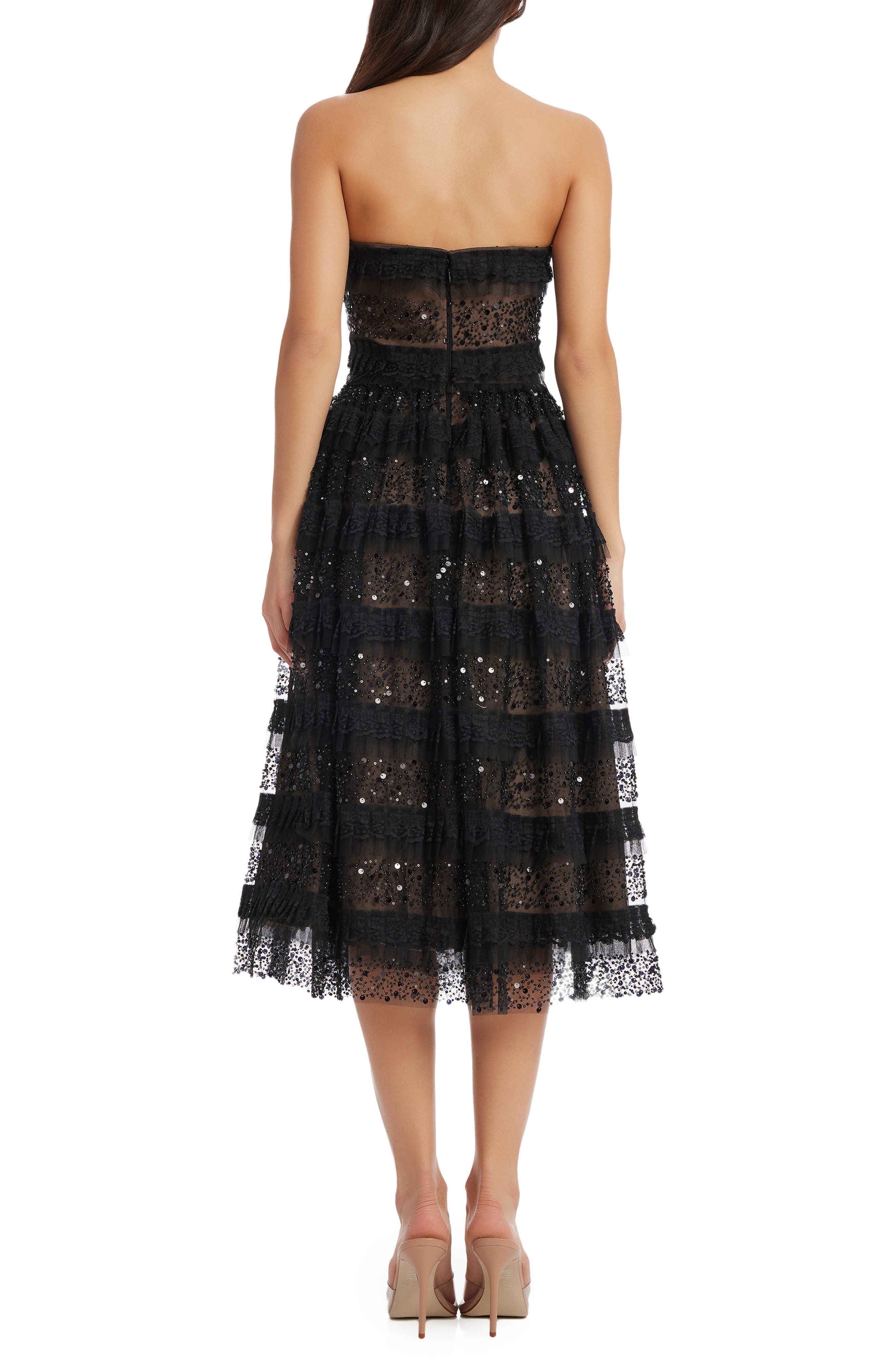 Ruby Embellished Ruffle Strapless Cocktail Dress - image 2