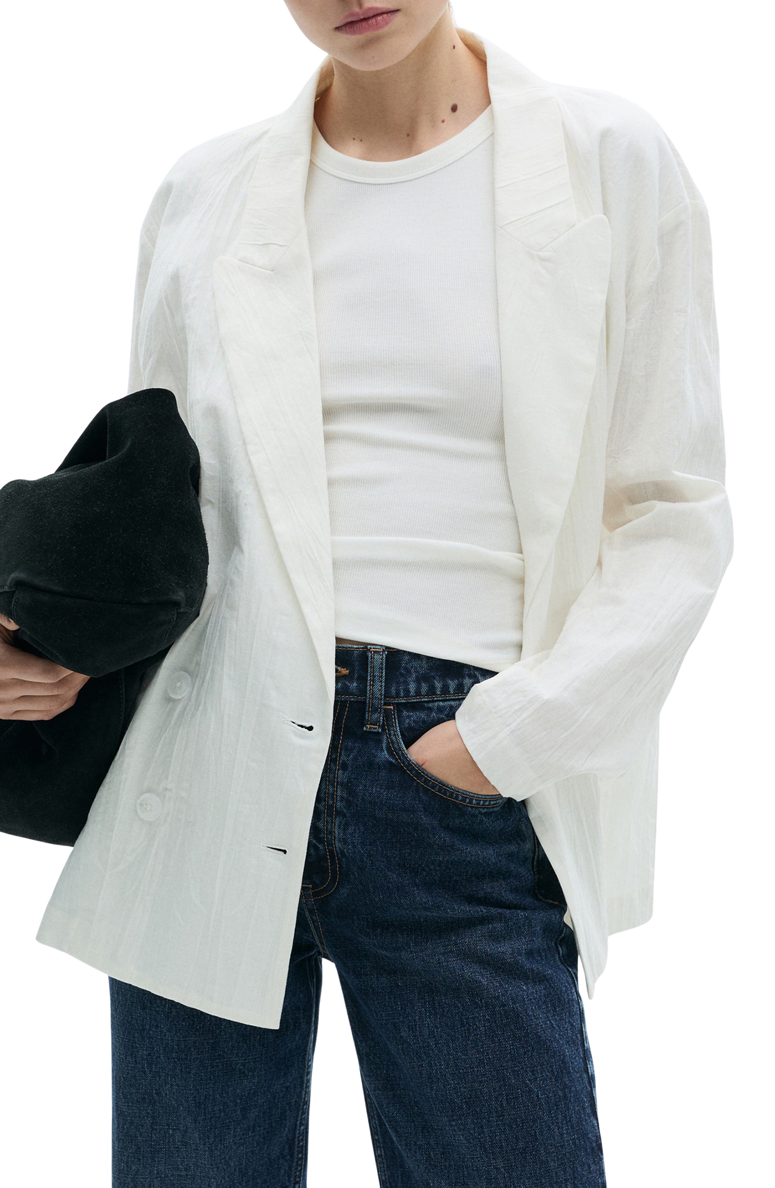 Wrinkled Effect Double Breasted Suit Jacket - image 1