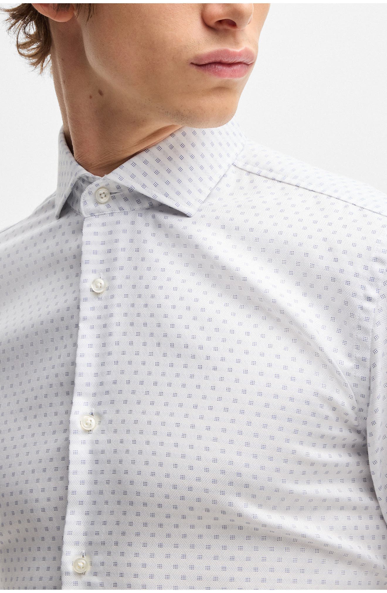Hank Slim Fit Neat Cotton Dobby Dress Shirt - image 2