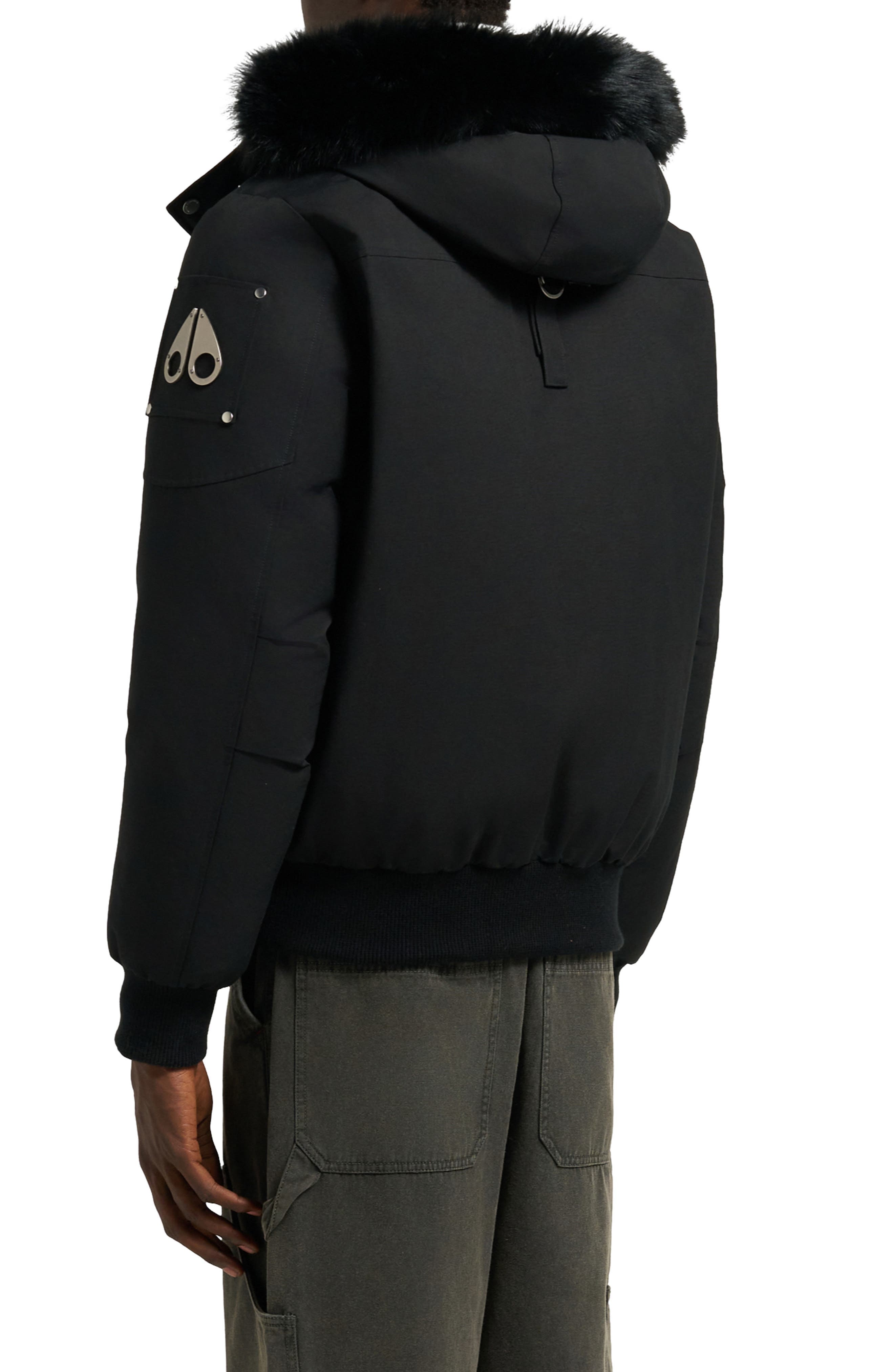 Original Genuine Shearling Trim Water & Wind Resistant 650 Fill Power Down Ballistic Bomber Jacket - image 2