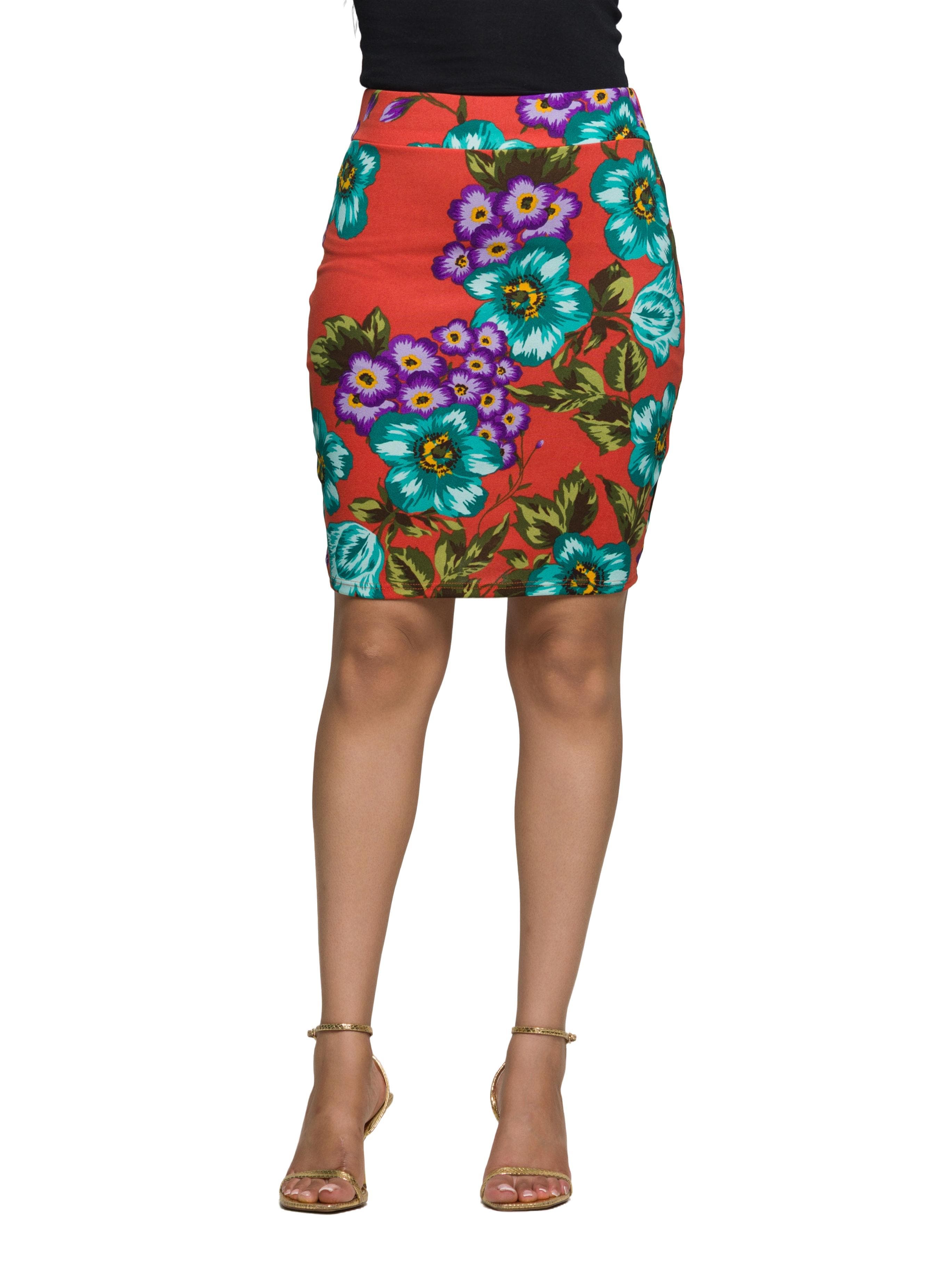 Floral Print Knee Length Pencil Skirt - image 1