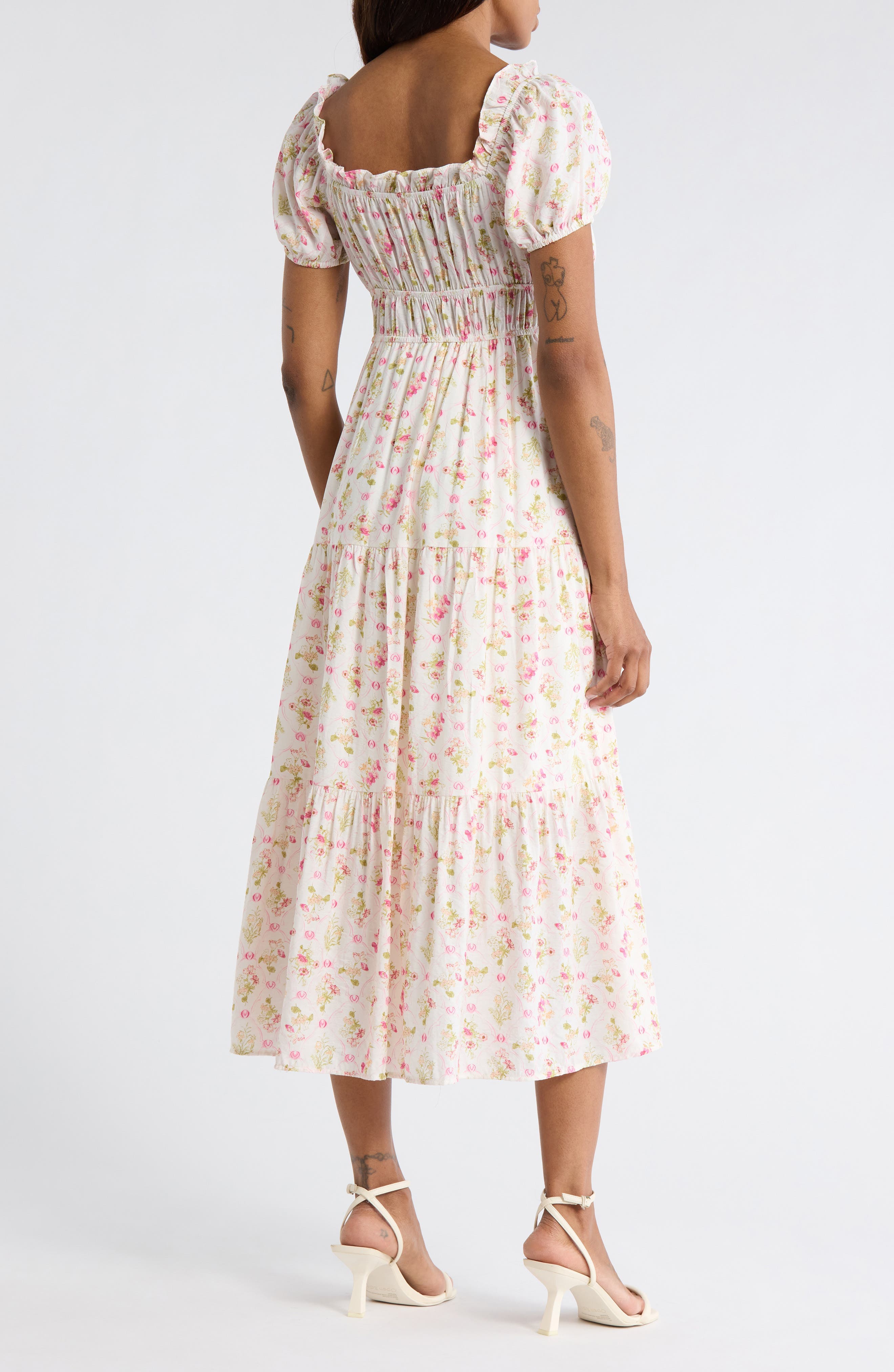 Floral Tie Contrast Tie Midi Dress - image 2