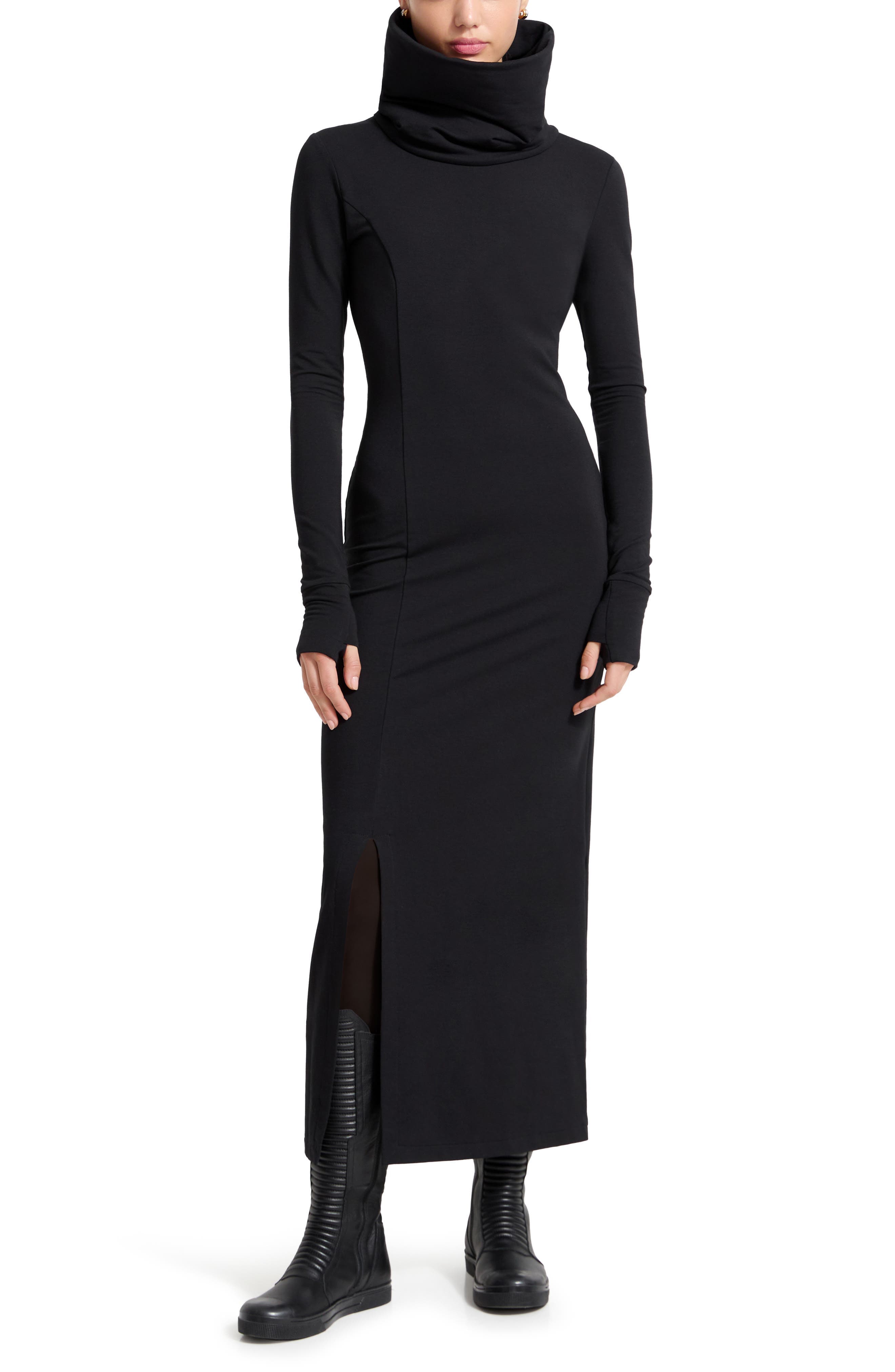 Lisa High Turtleneck Long Sleeve French Terry Dress - image 1