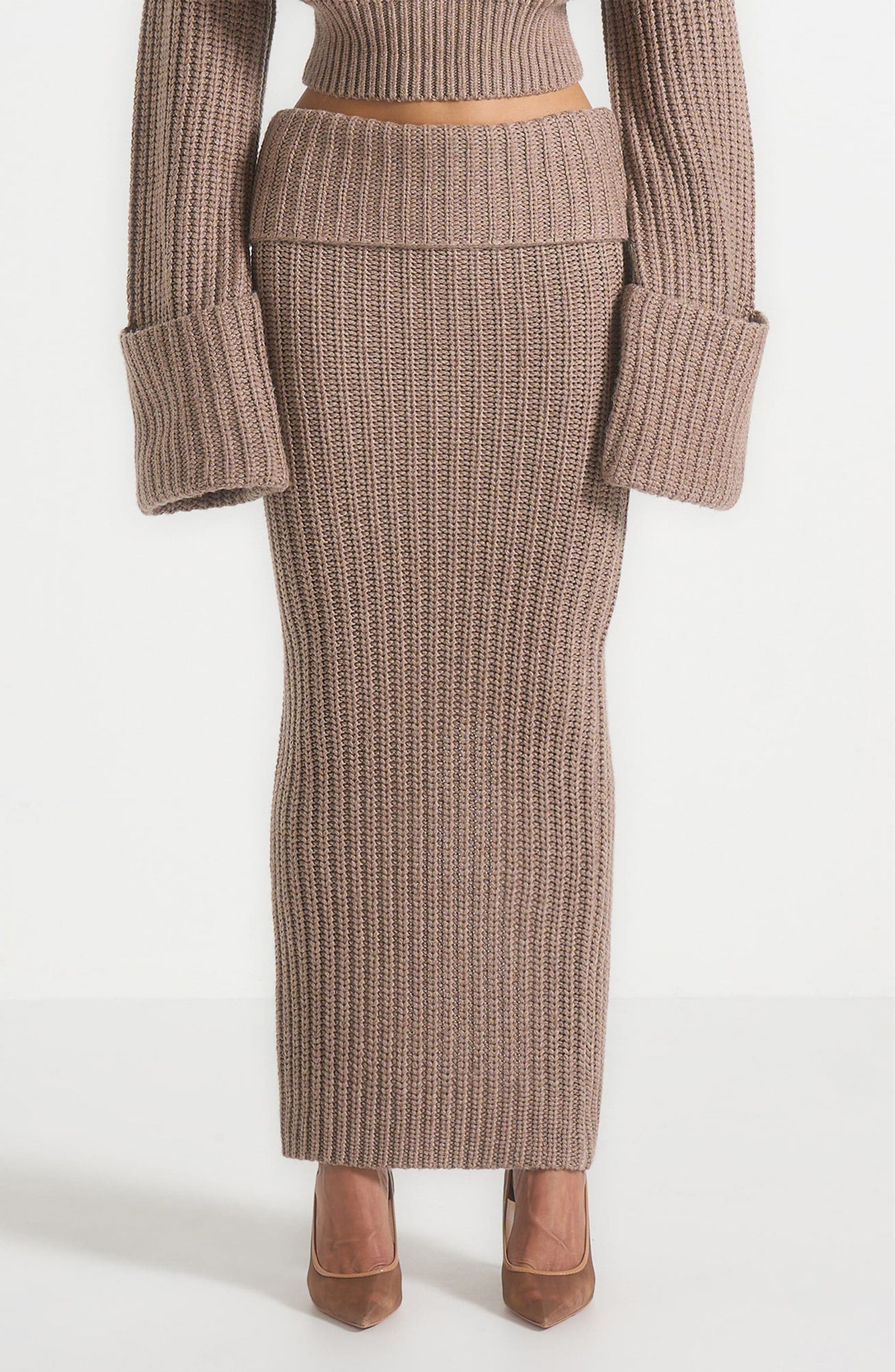 Lyra Knit Maxi Skirt with Foldover - image 1