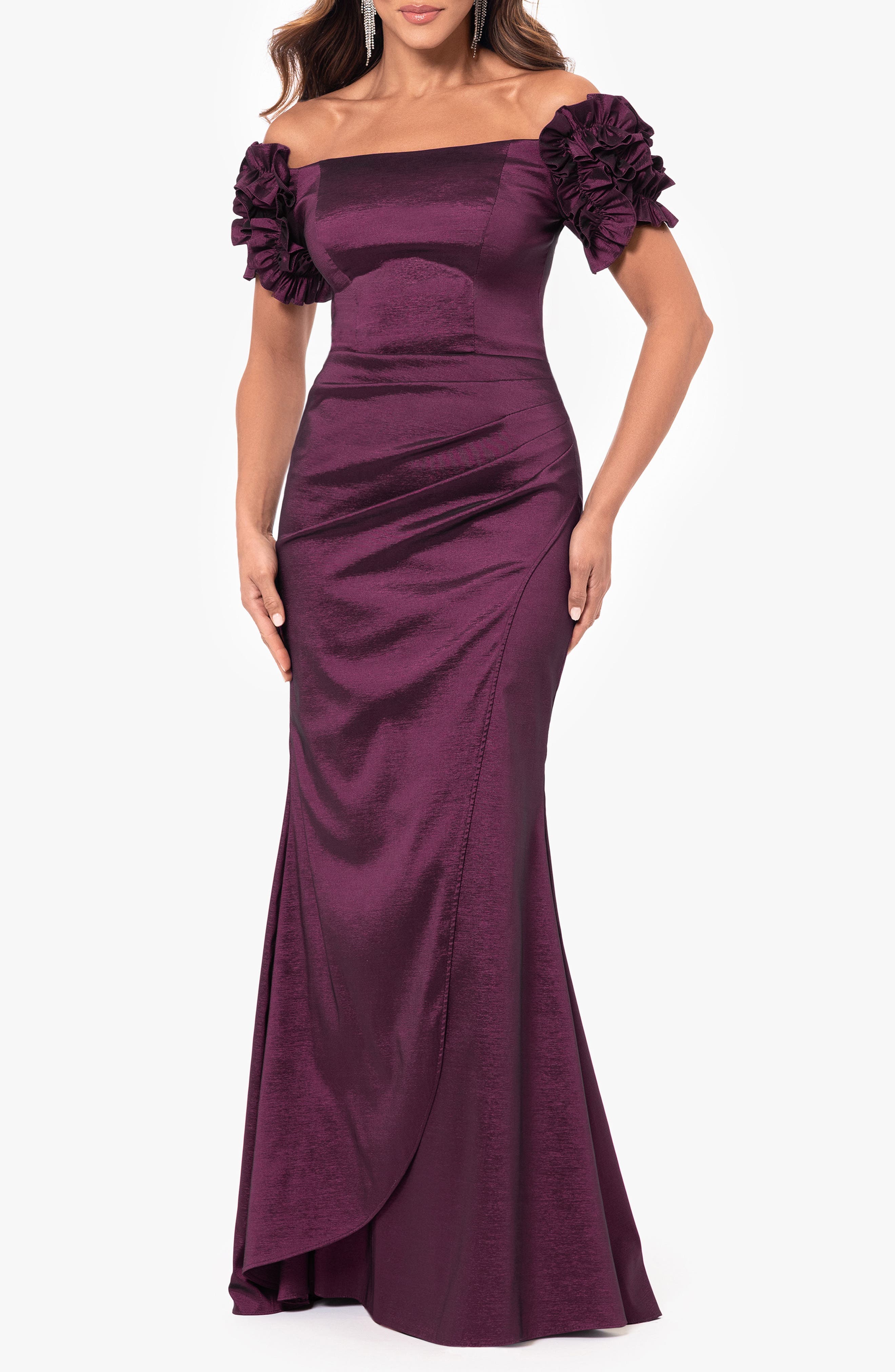 Off the Shoulder Taffeta Sheath Gown - image 1
